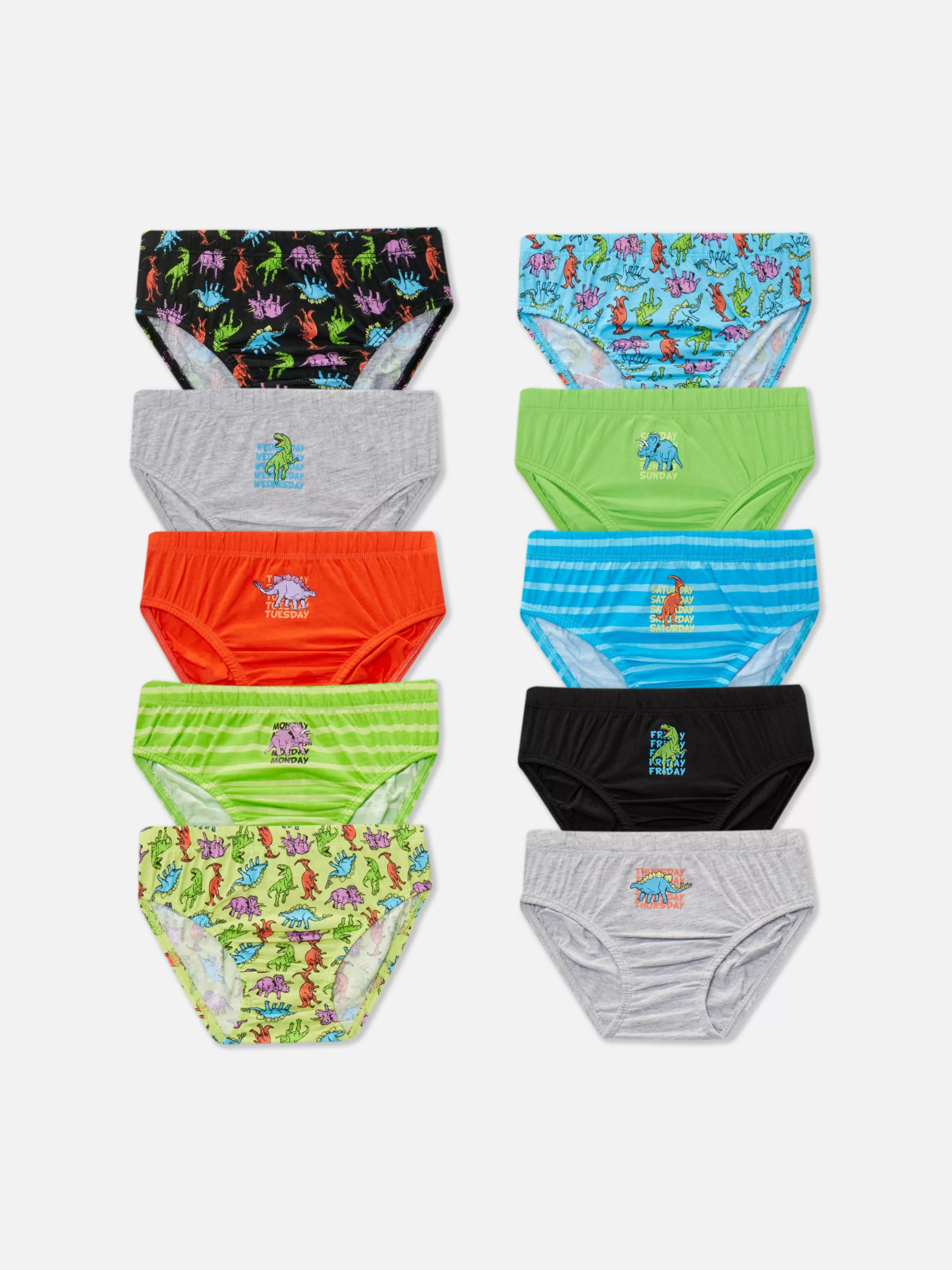 Discount 10-Pack Dinosaur Days Of The Week Briefs Kids/BOY Underwear