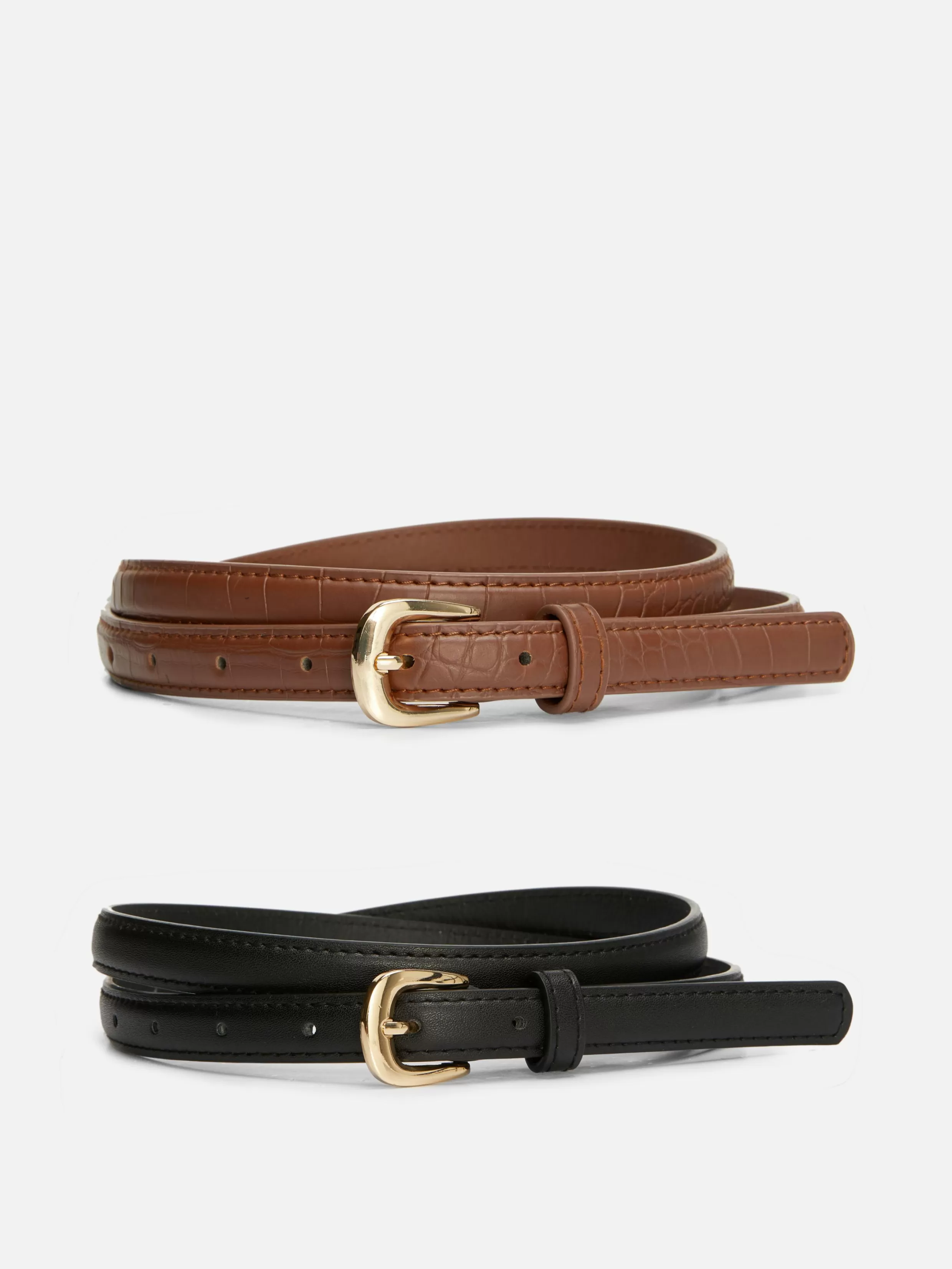 Sale 2-Pack Skinny Faux Leather Belts Women Belts