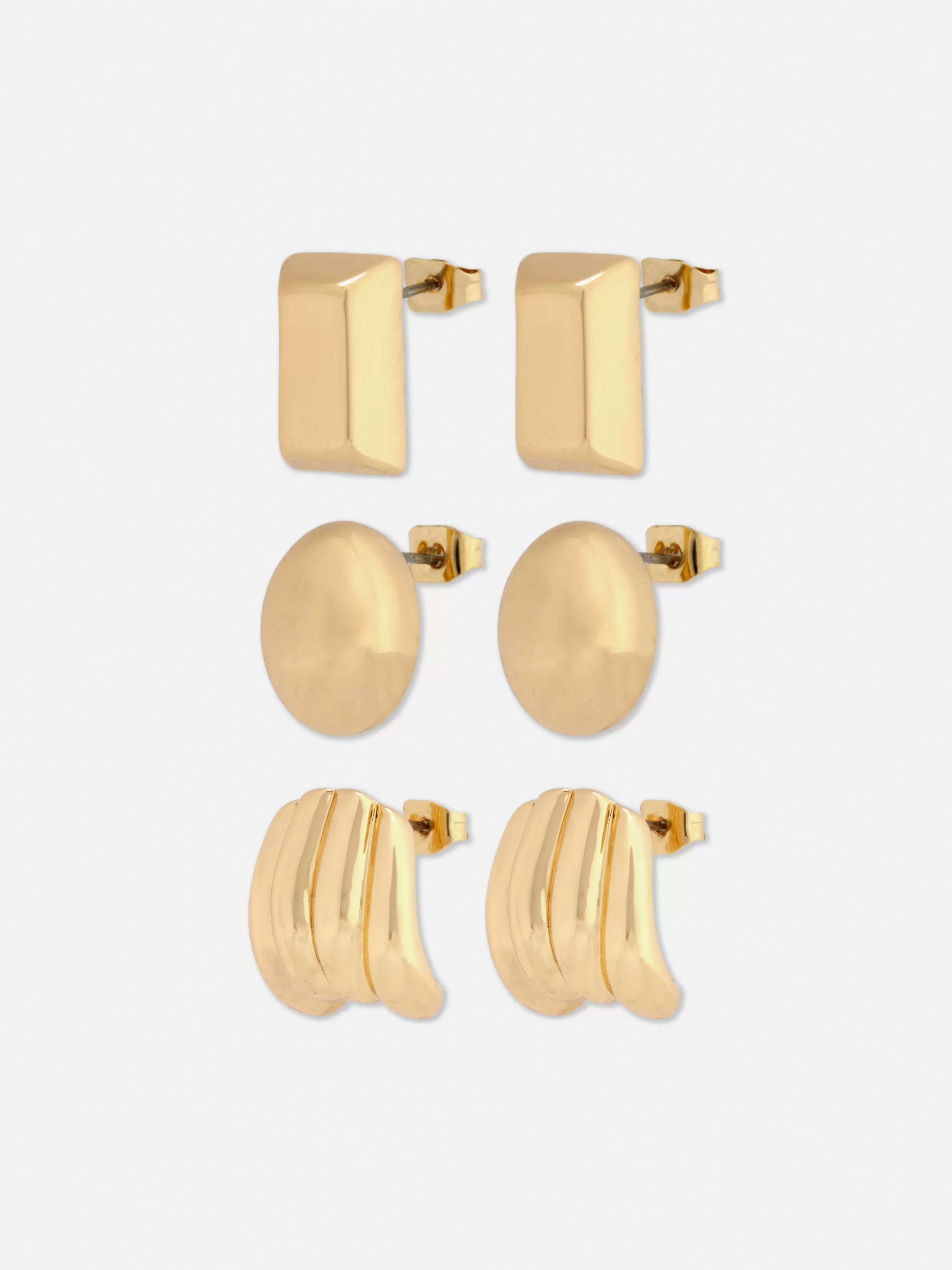 Outlet 3-Pack Sculptural Stud Earrings Women Jewelry