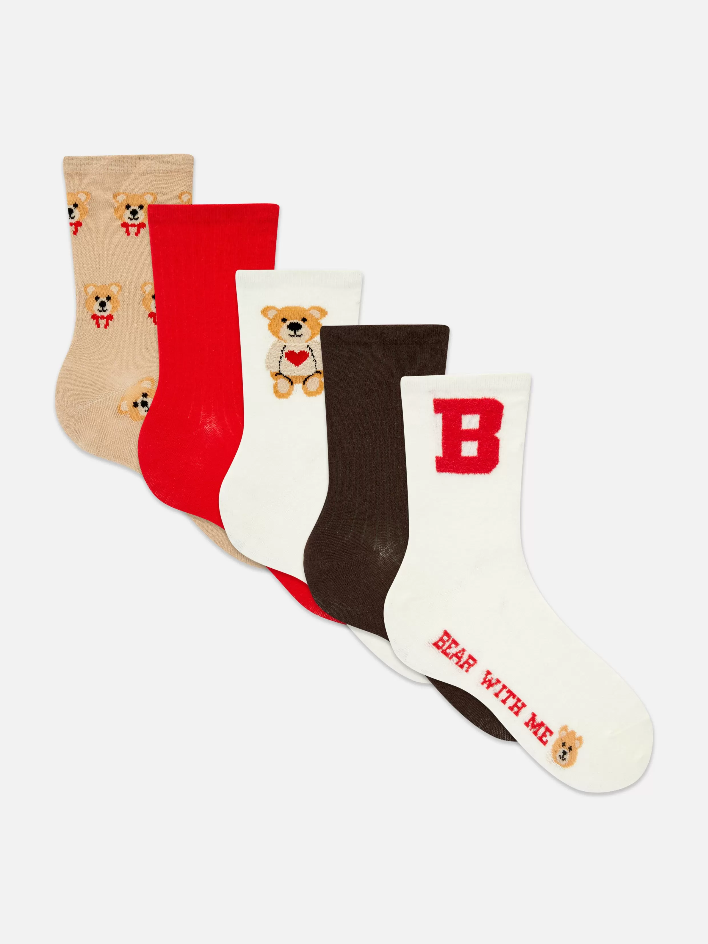 Clearance 5-Pack Bear Graphic Crew Socks Women Socks