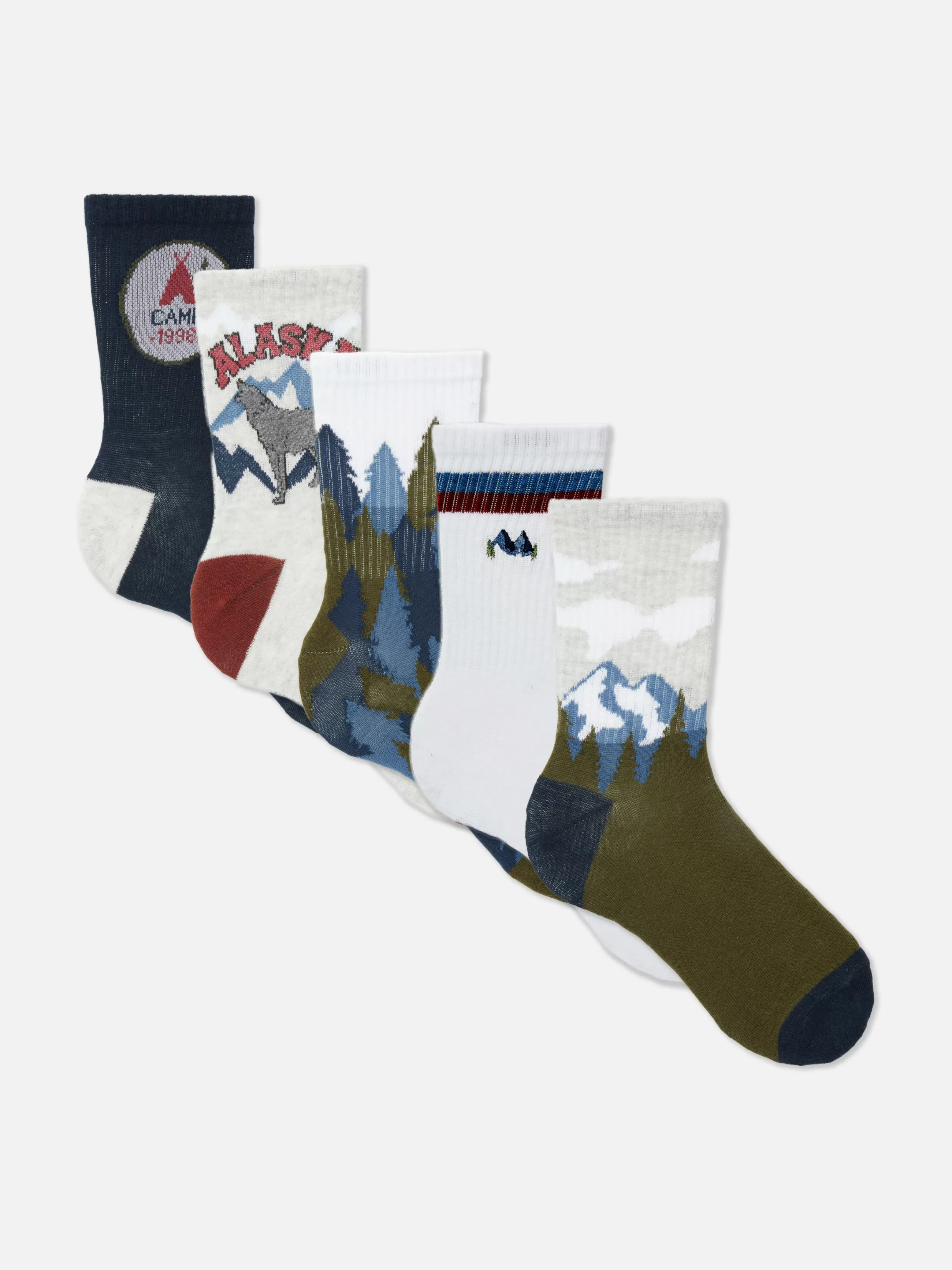 Hot 5-Pack Landscape Graphic Crew Socks Kids/BOY Socks