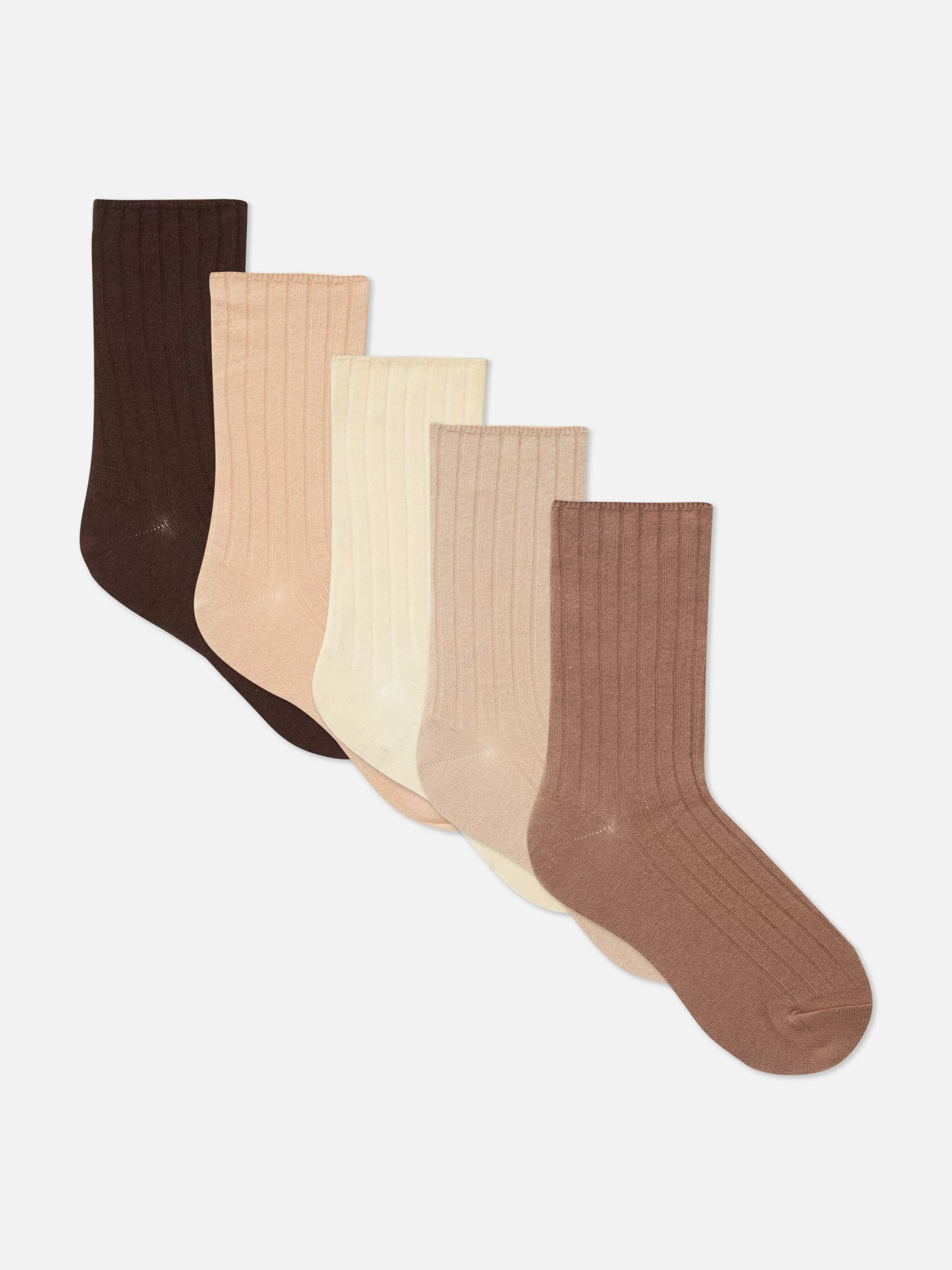 New 5-Pack Ribbed Crew Socks Women Socks