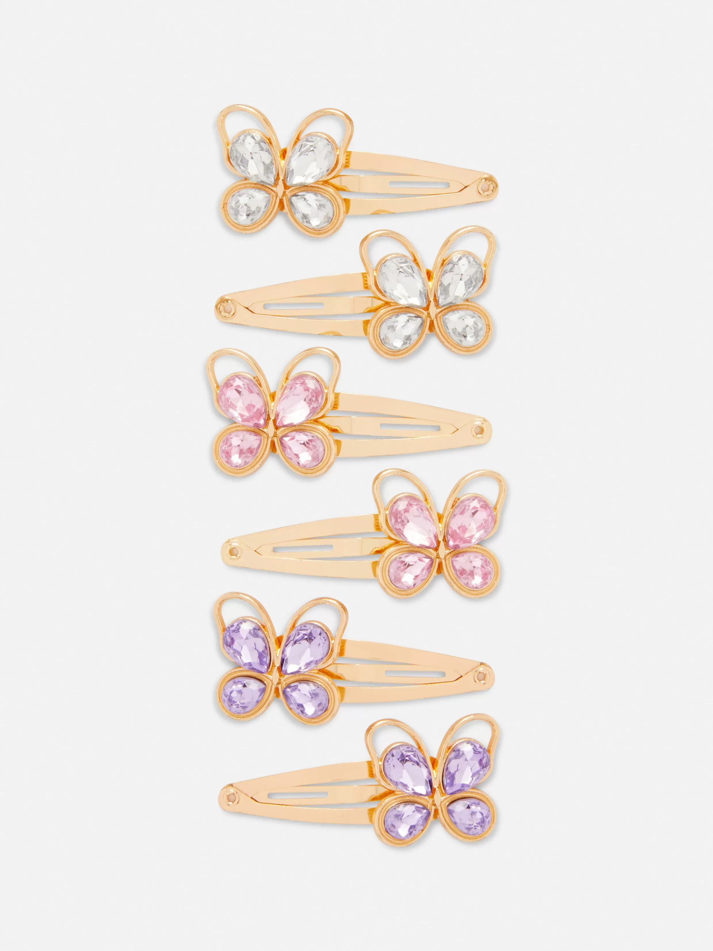 New 6pk Butterfly Gem Snap Hair Clips Kids Hair Accessories