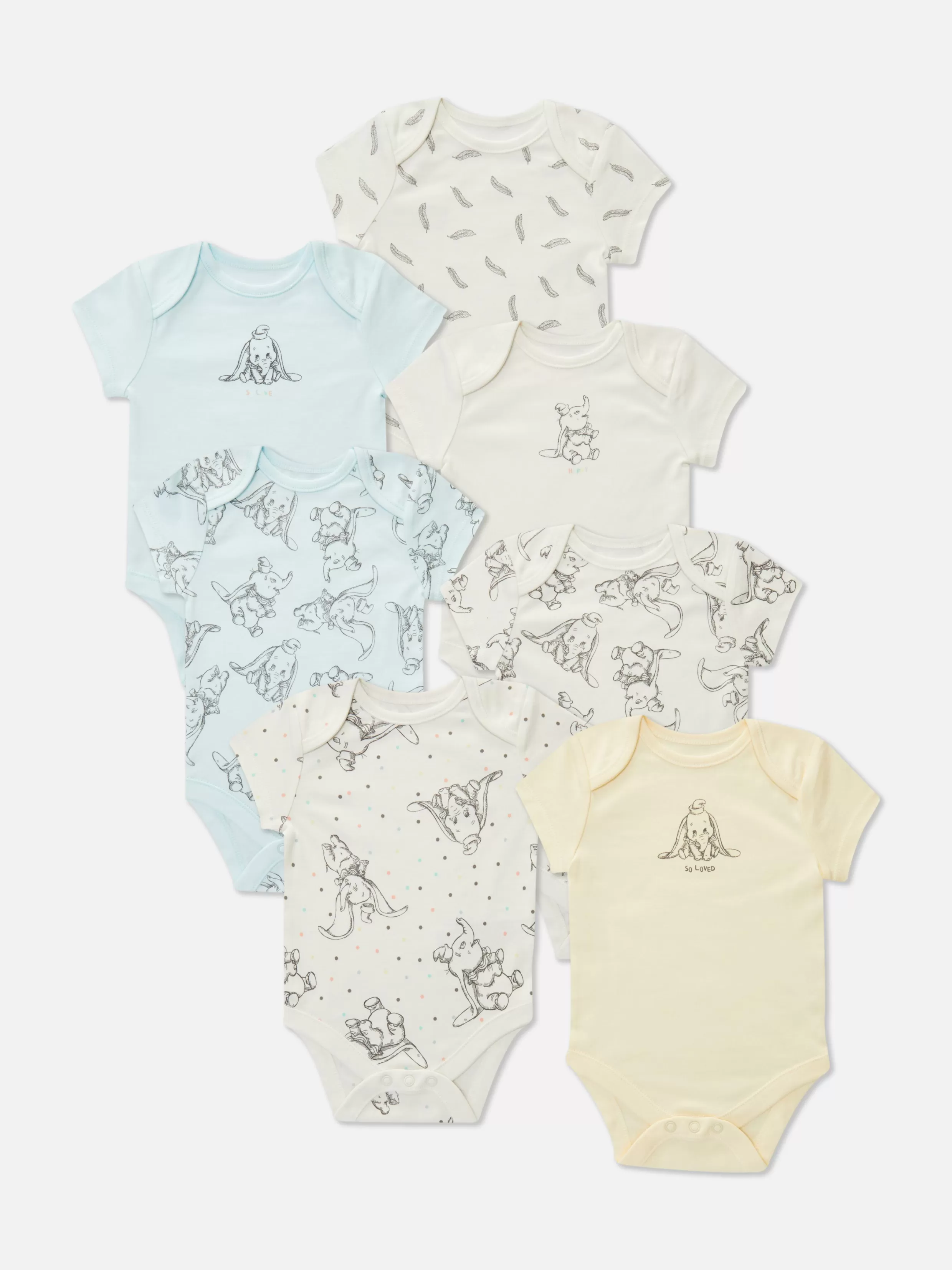 Hot 7-Pack Disney’s Dumbo Short Sleeve Bodysuits Bodysuits And Tanks