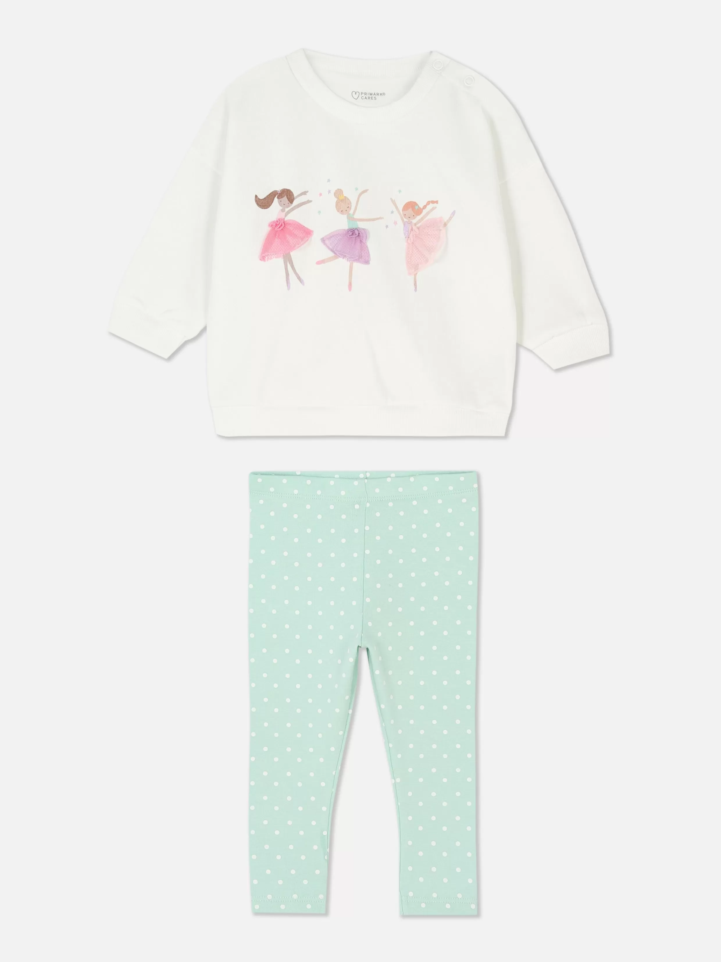 Cheap Ballerina Sweatshirt And Polka Dot Leggings Set Sets And Outfits