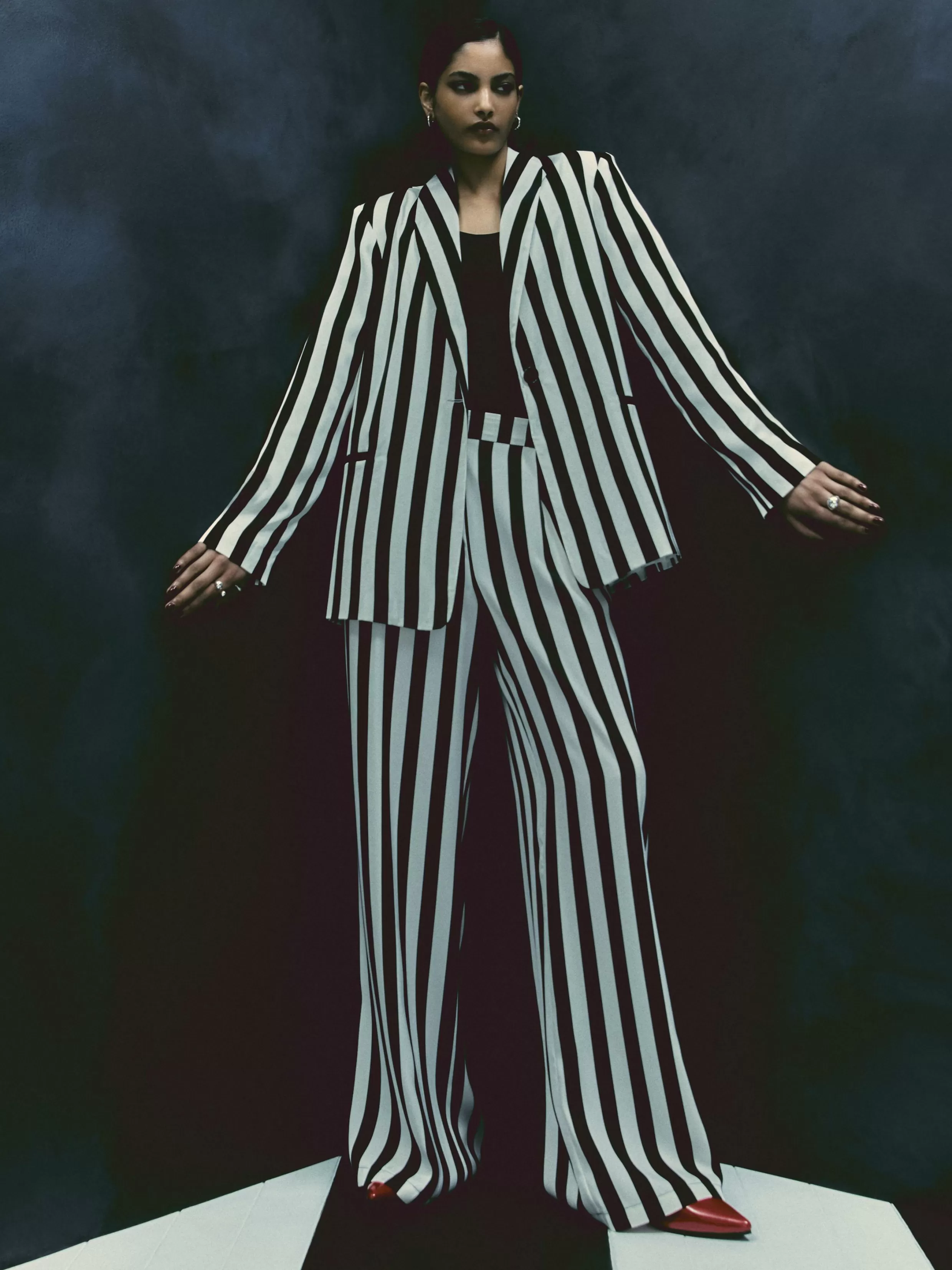 Sale Beetlejuice X Colleen Atwood Striped Blazer Women Gothic Clothing | Blazers