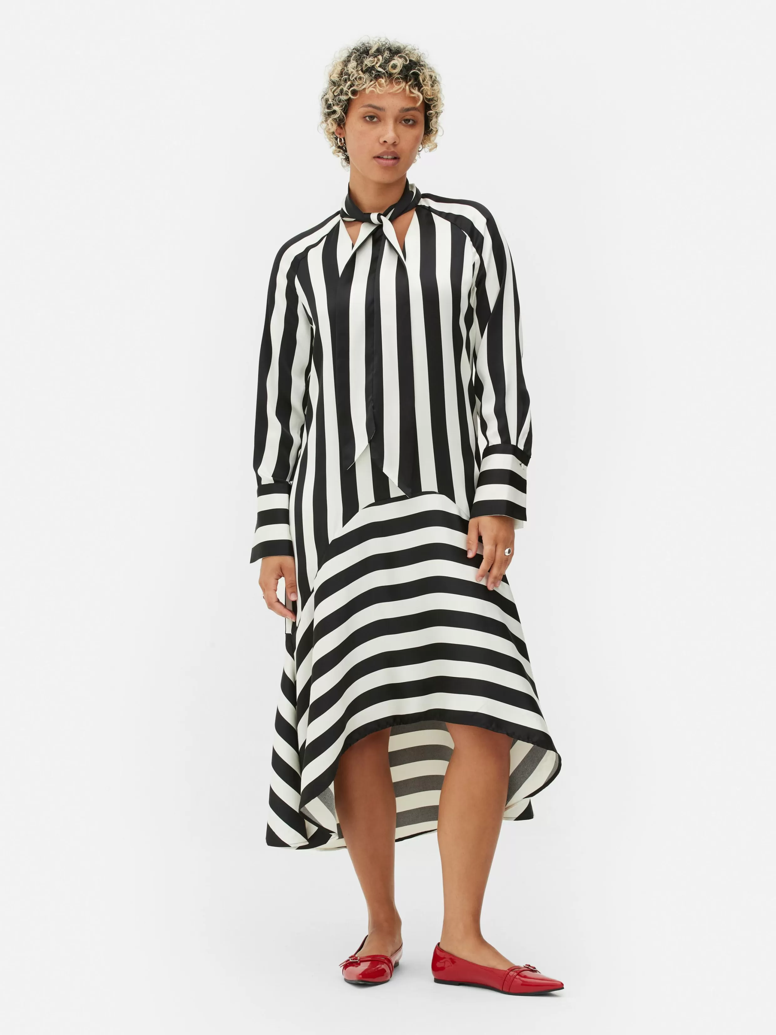 Sale Beetlejuice X Colleen Atwood Striped Midi Dress Women Gothic Clothing | Dresses