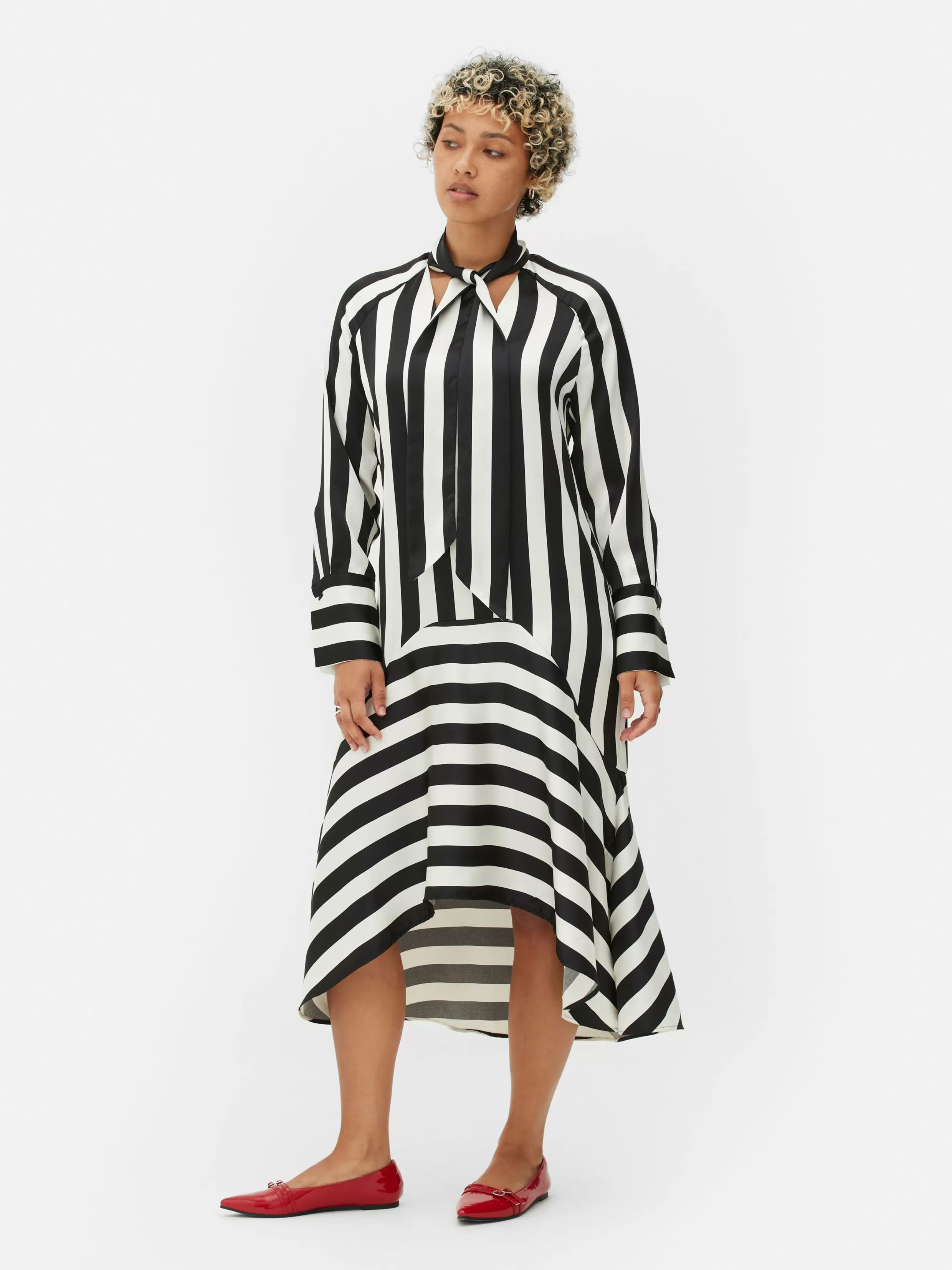 Sale Beetlejuice X Colleen Atwood Striped Midi Dress Women Gothic Clothing | Dresses