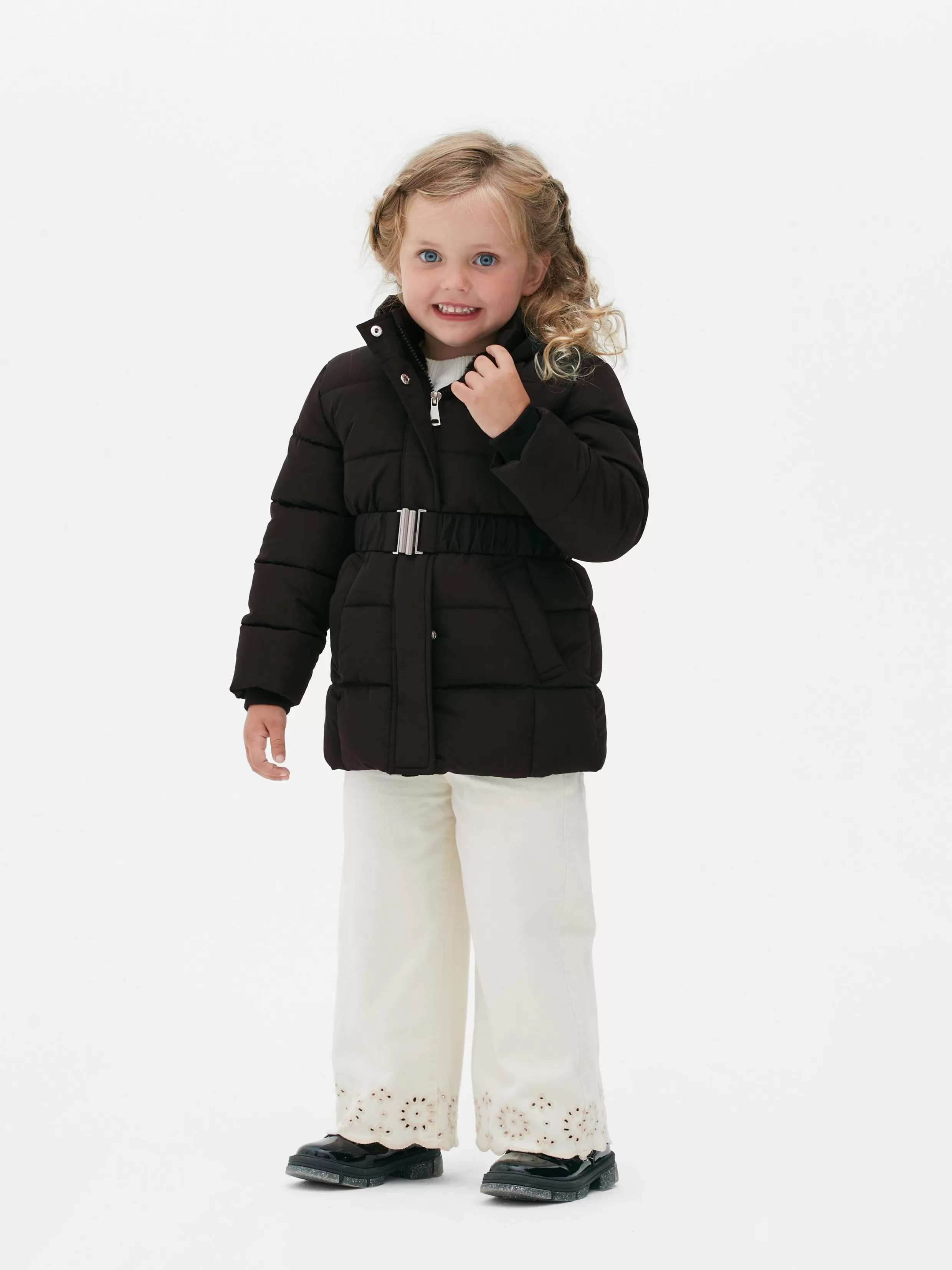 Fashion Belted Puffer Jacket Kids Coats And Jackets