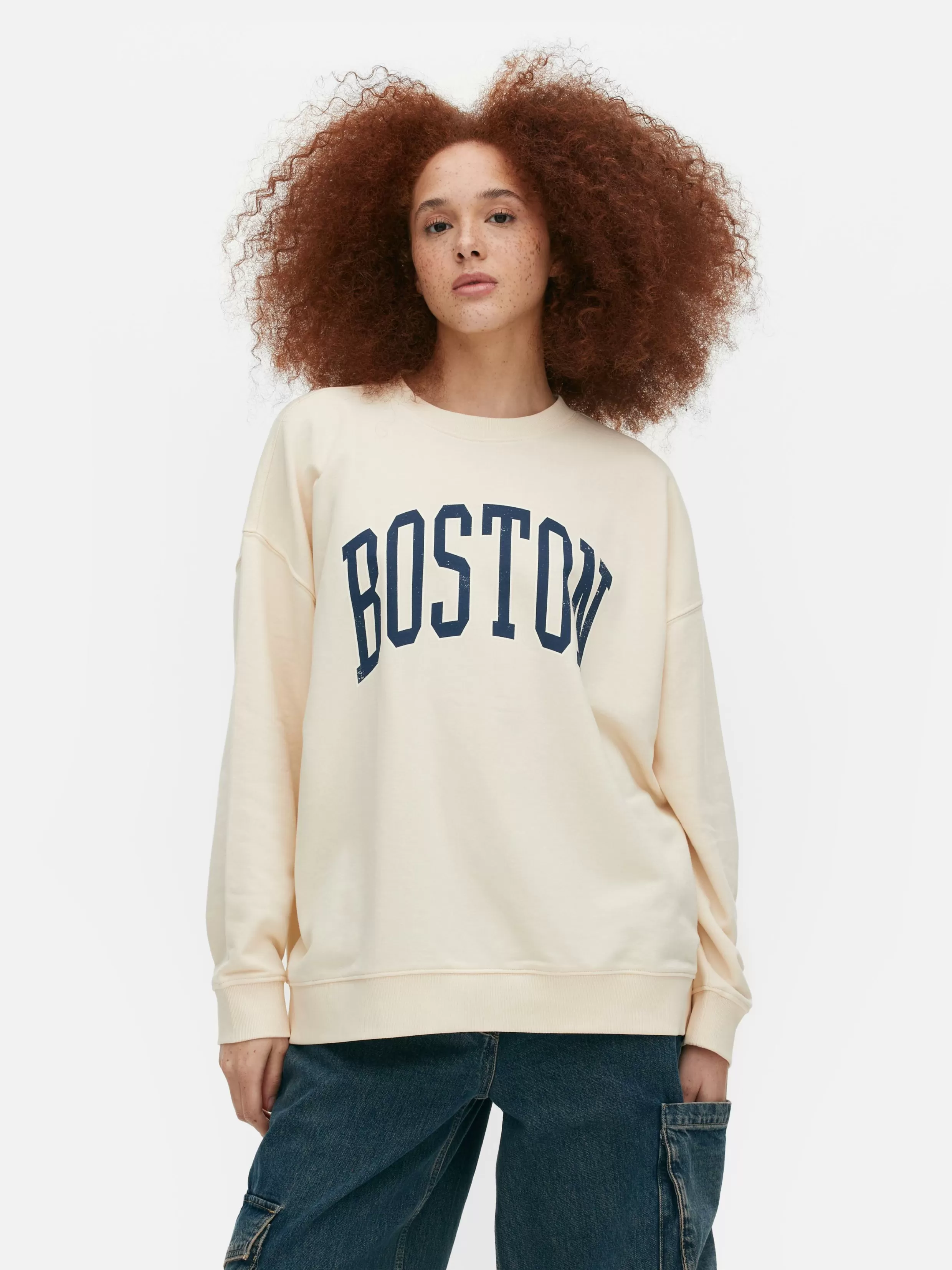 New Boston Print Oversized Sweatshirt Women Hoodies And Sweatshirts