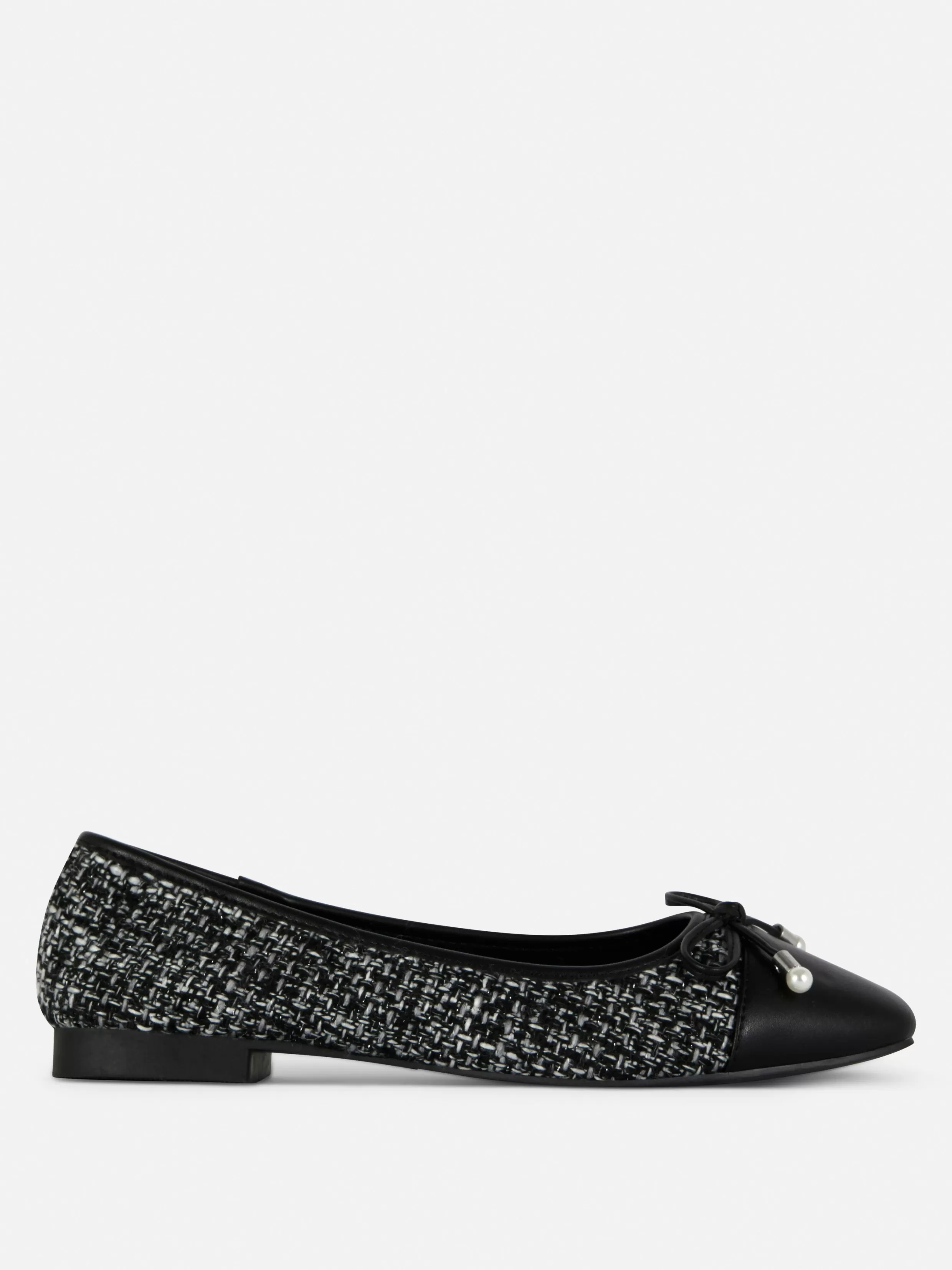 Online Boucle Contrast Toe Cap Ballet Flats Women Flats