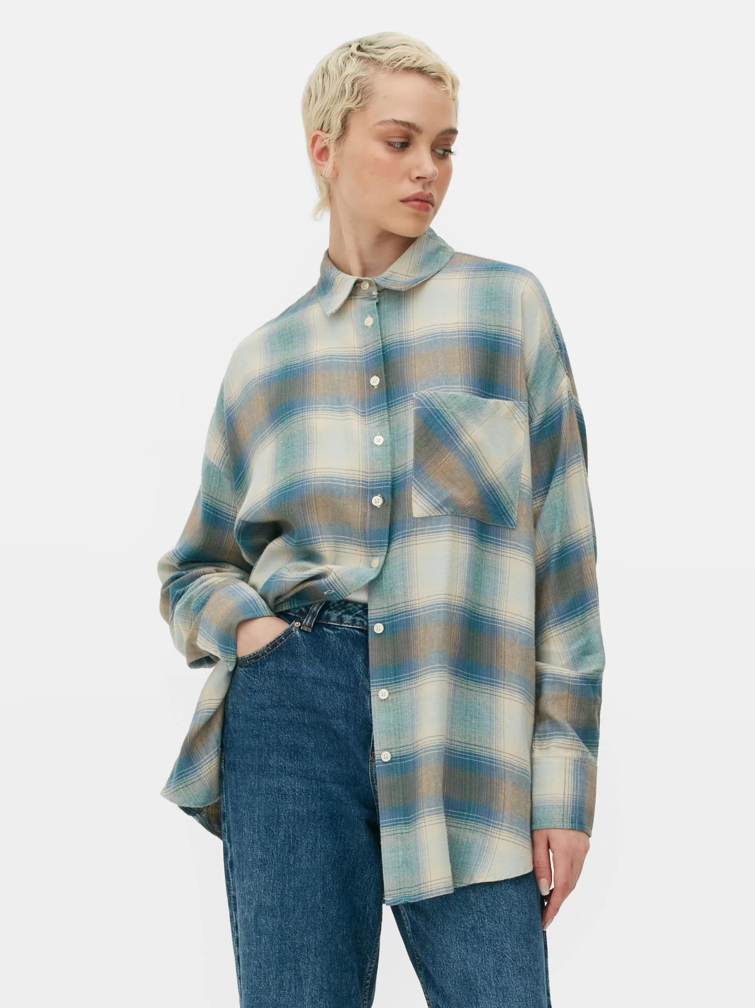 Store Boyfriend Fit Check Shirt Women Shirts And Blouses