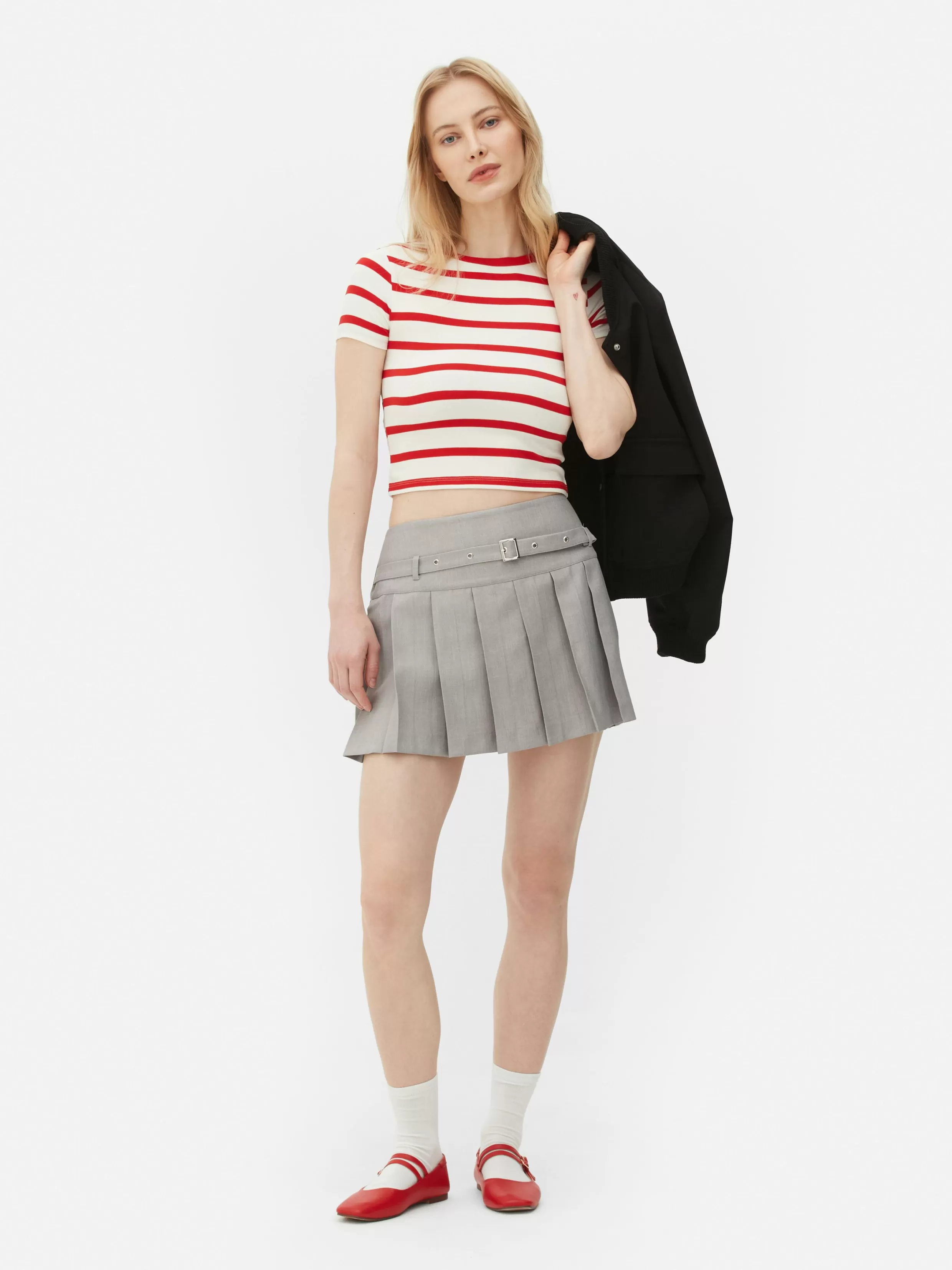 Flash Sale Buckle Pleated Mini Skirt Women Skirts