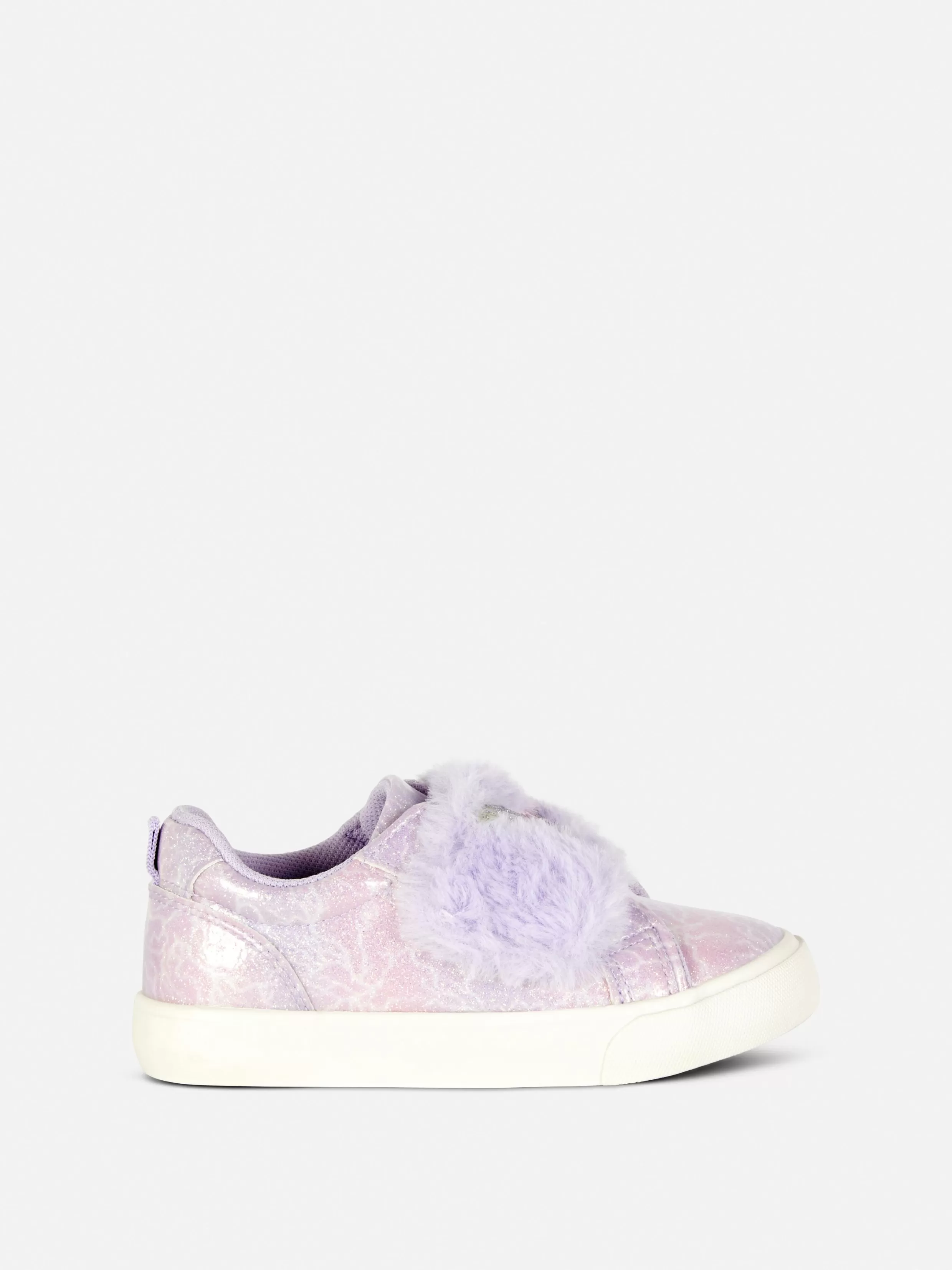 Cheap Butterfly Glitter Faux Fur Trim Sneakers Kids Sneakers