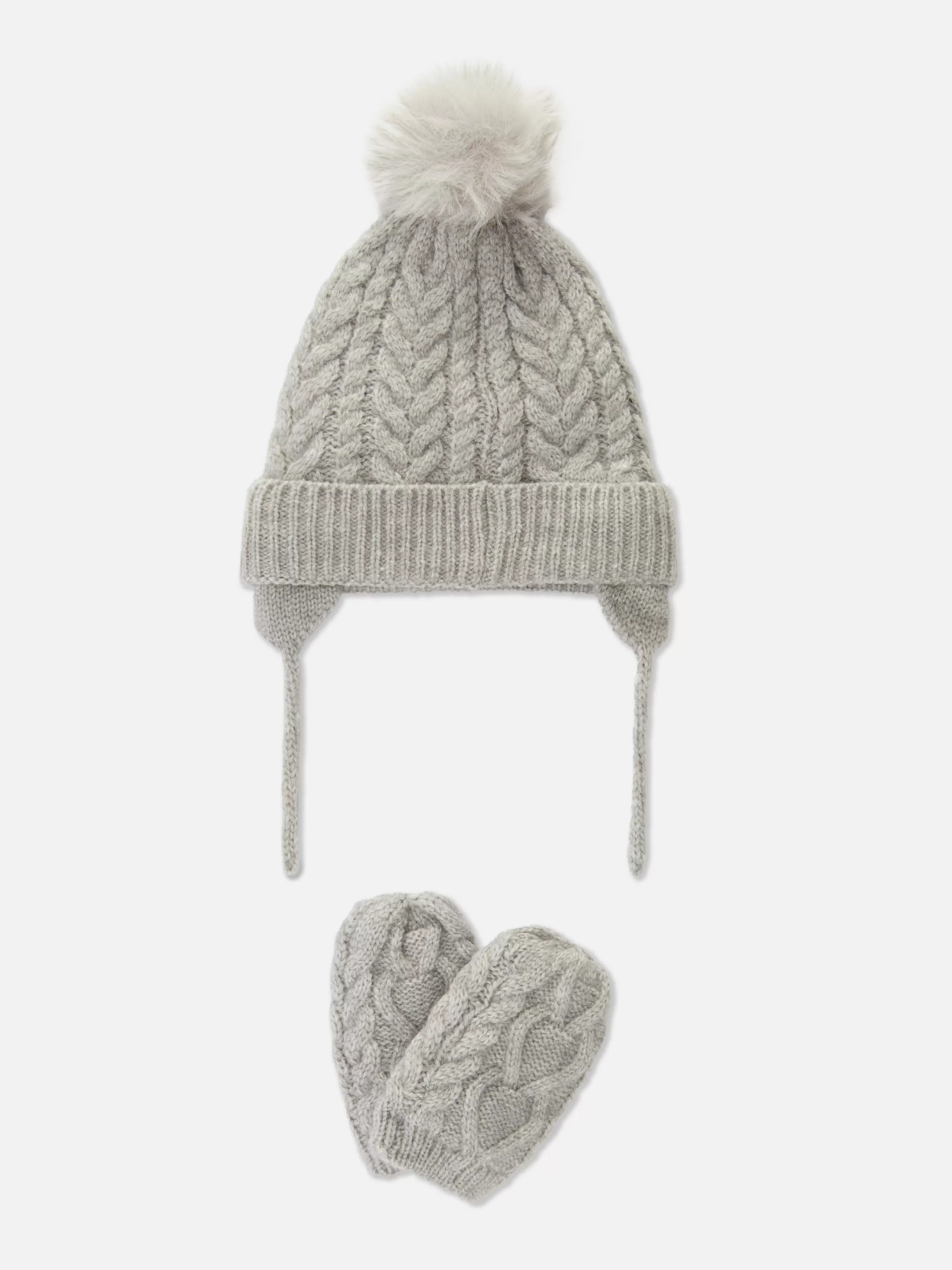 Store Cable Knit Beanie And Mittens Set Hats And Mittens