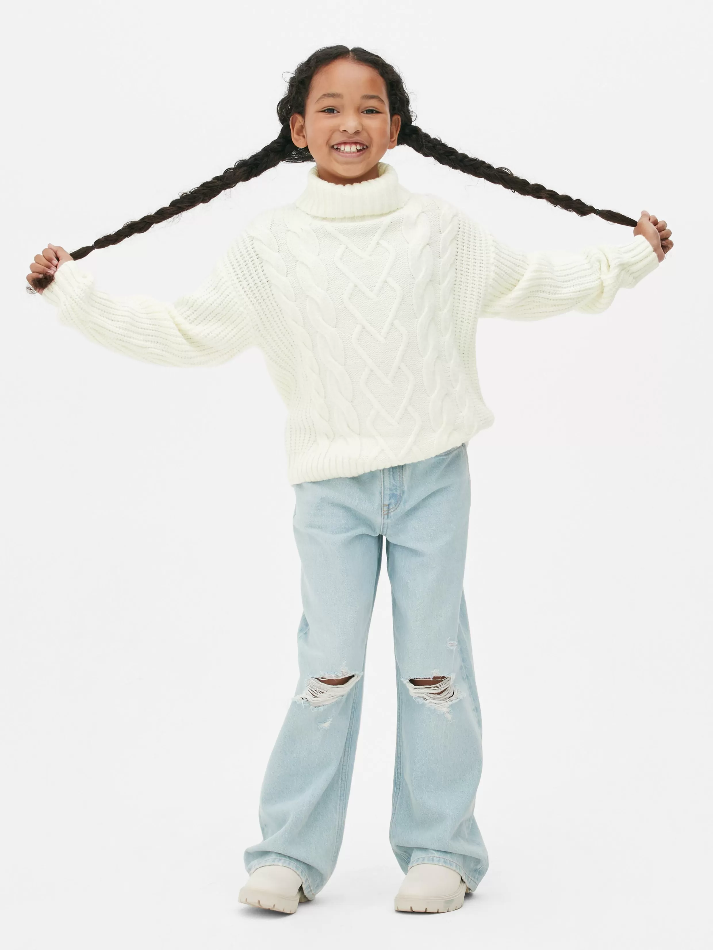 Hot Cable Knit Roll Neck Kids Sweaters And Cardigans