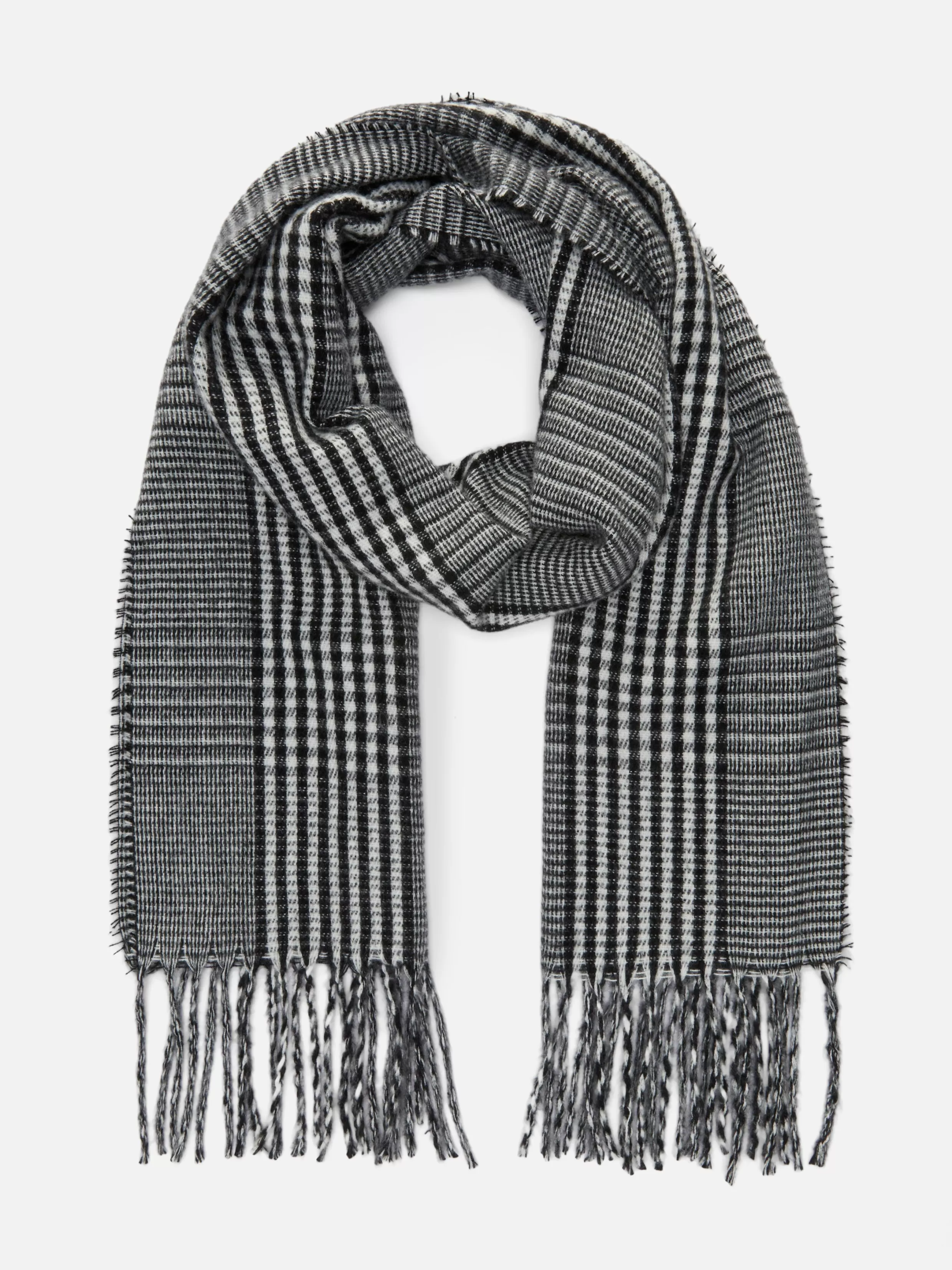 Outlet Check Fringe Trim Scarf Hats, Gloves And Scarves