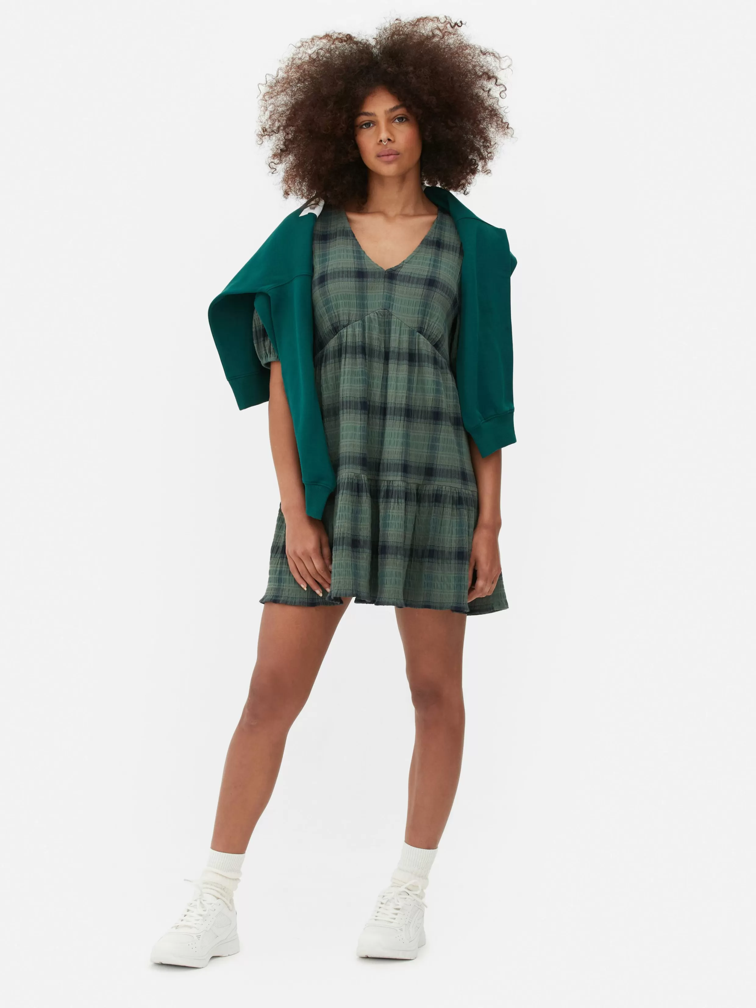 Outlet Check Mini Tea Dress Women Dresses