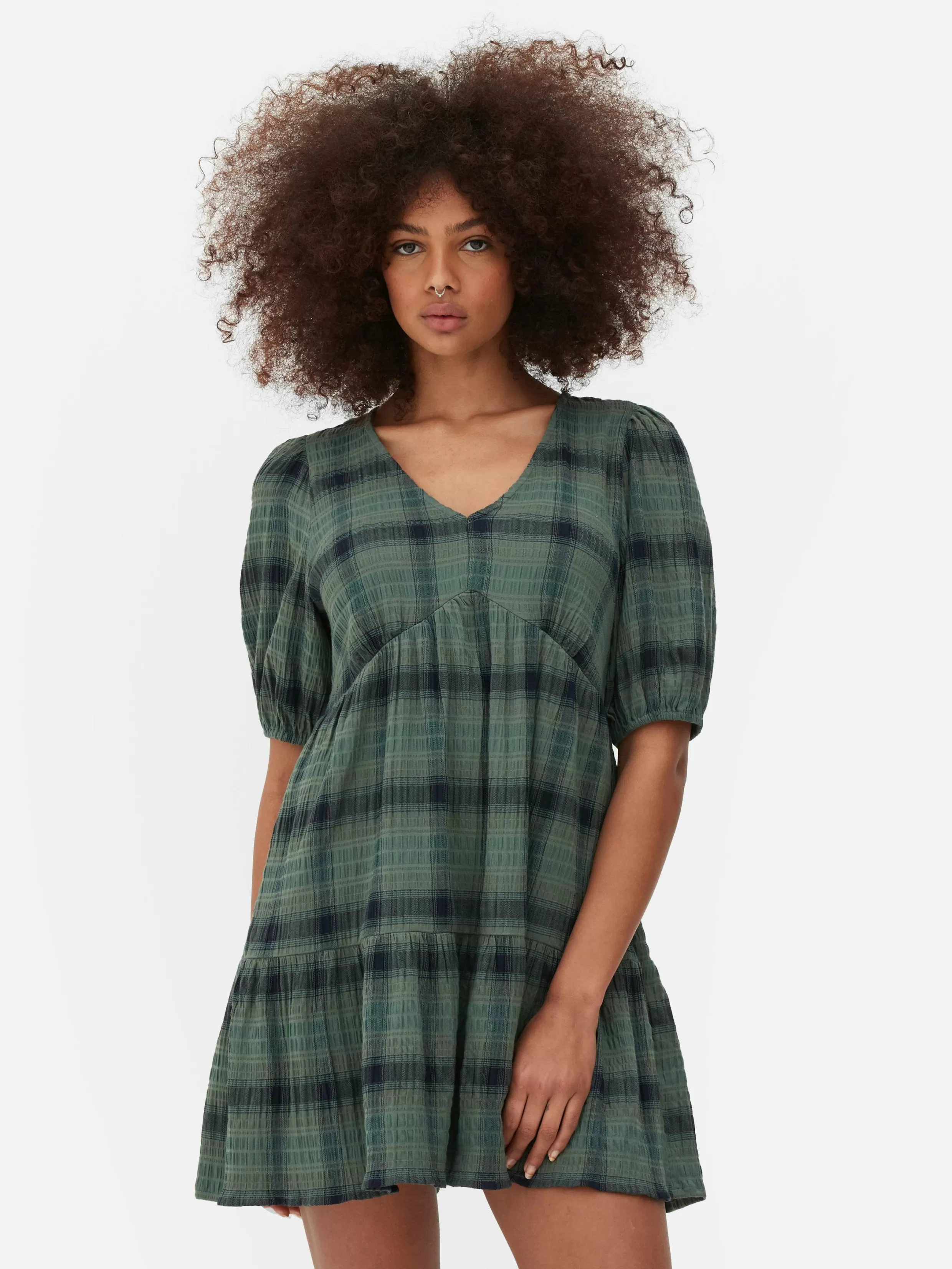 Outlet Check Mini Tea Dress Women Dresses