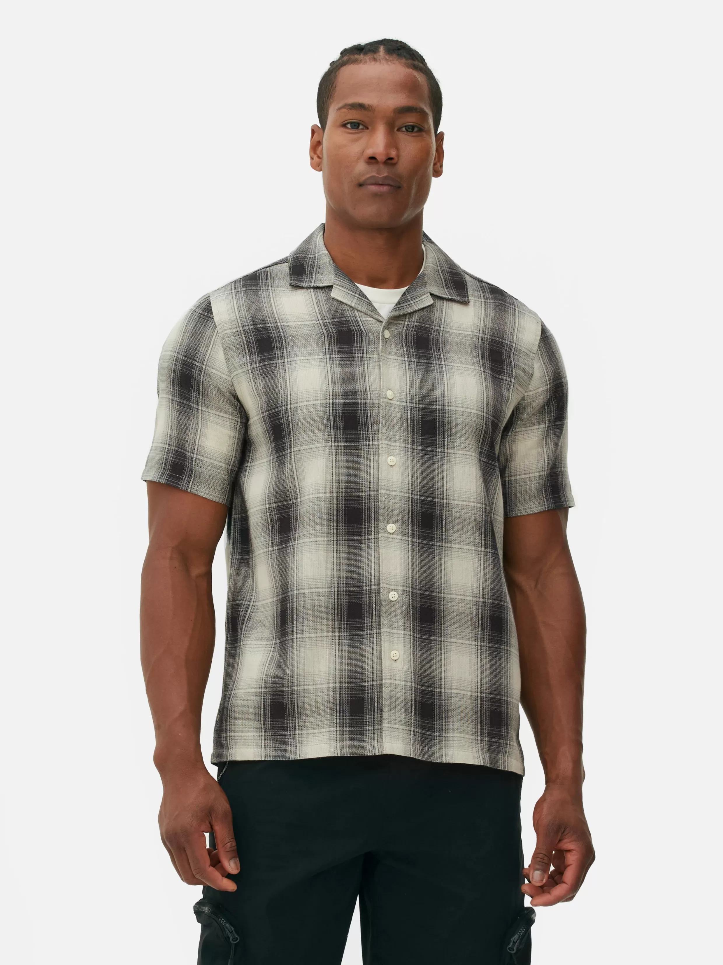 Discount Check Textured Short Sleeve Shirt Shirts