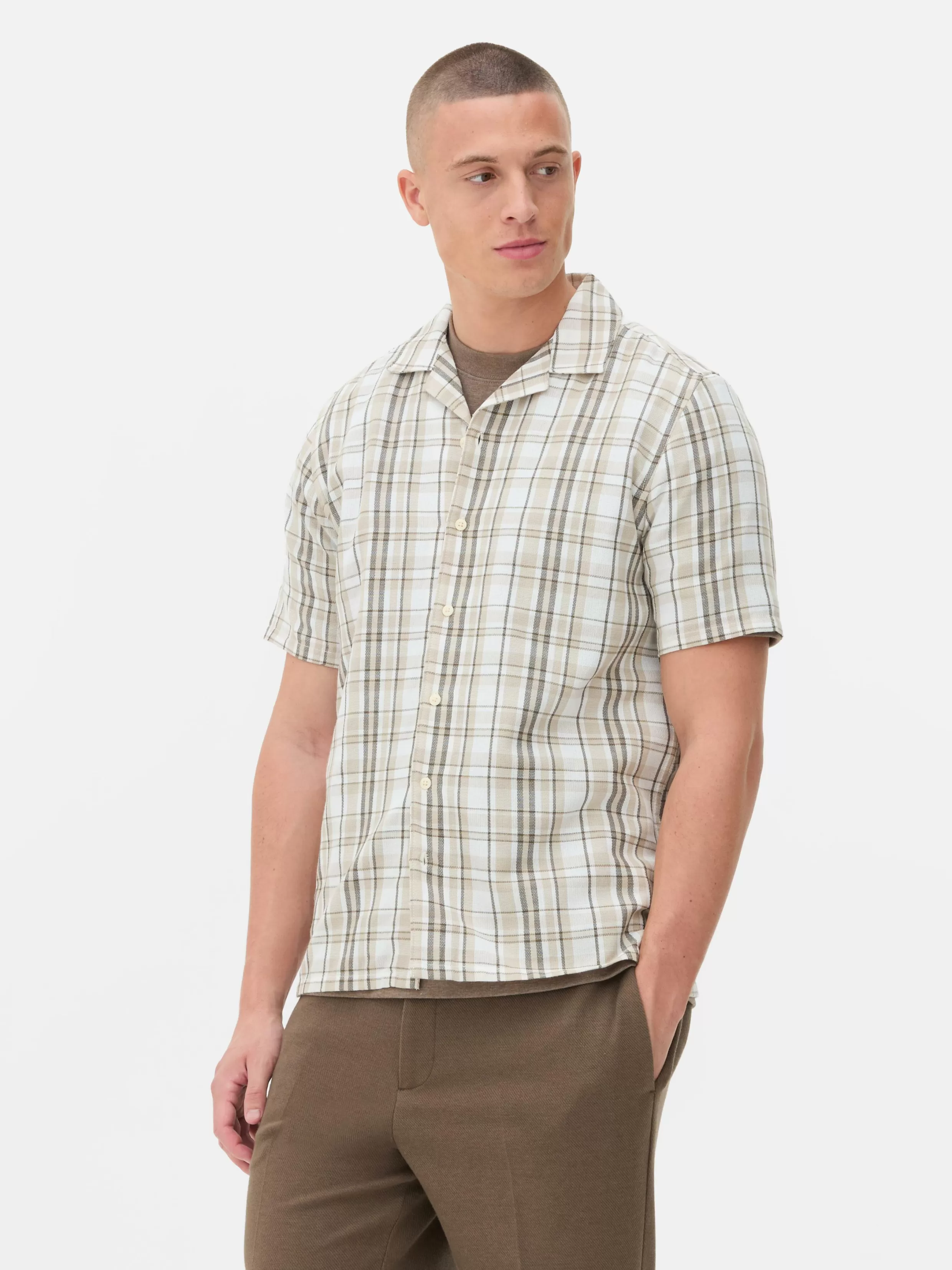 Fashion Check Textured Short Sleeve Shirt Shirts