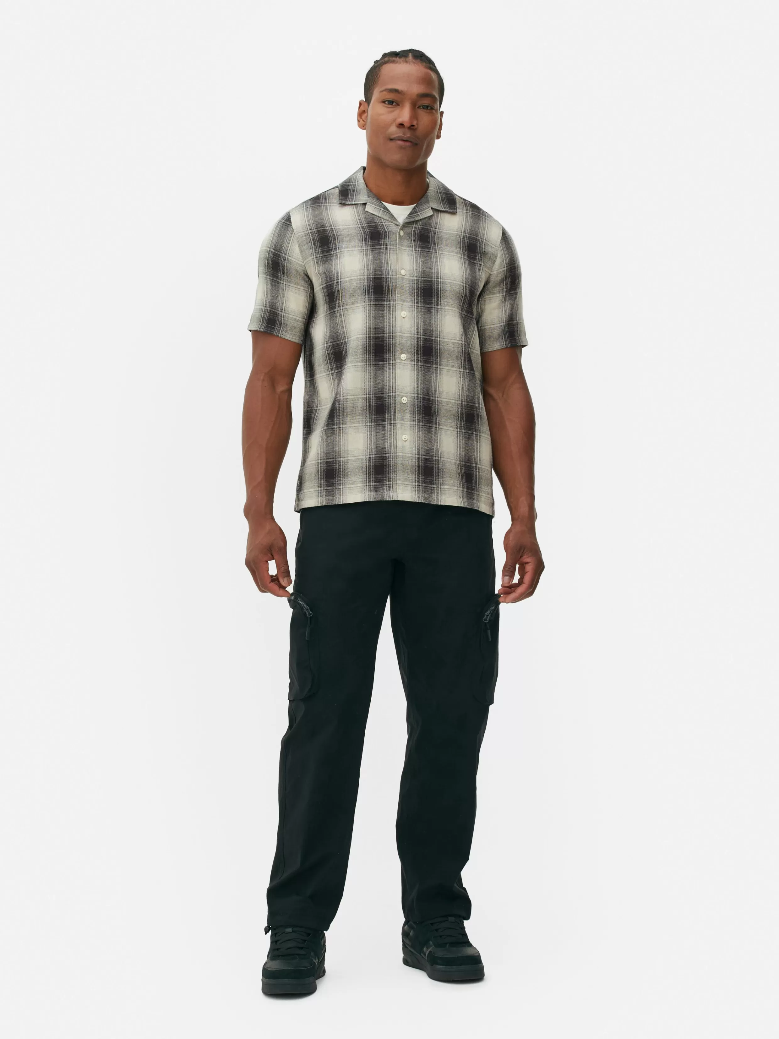 Discount Check Textured Short Sleeve Shirt Shirts