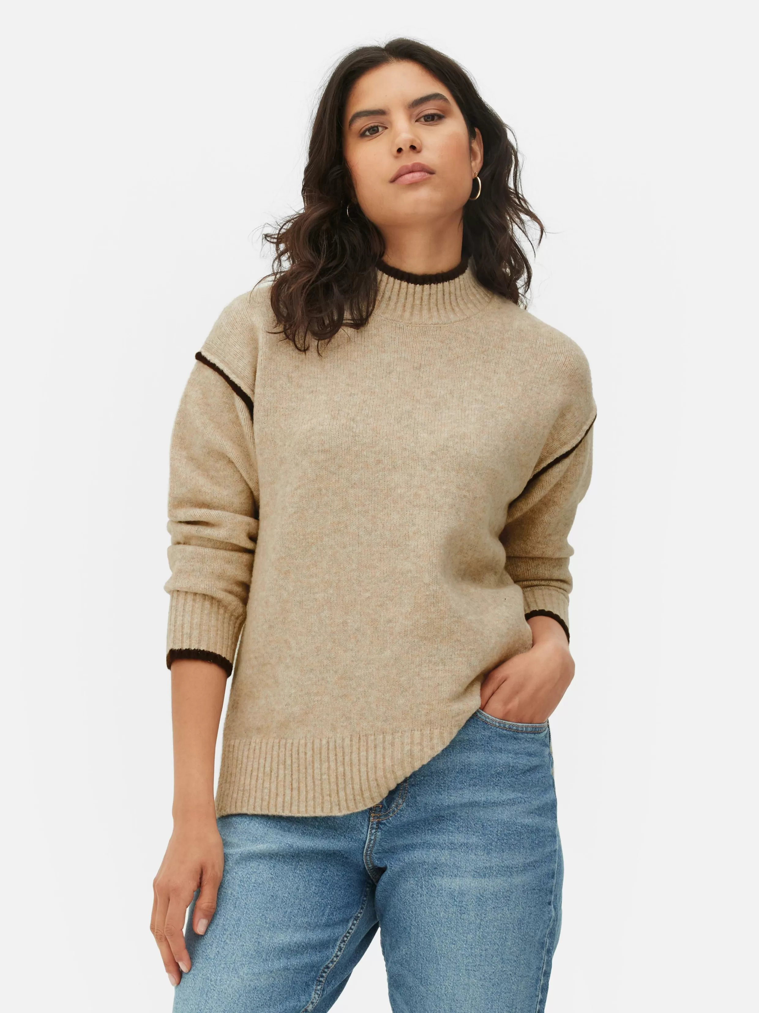 Clearance Contrast Stitch Sweater Women Sweaters And Cardigans