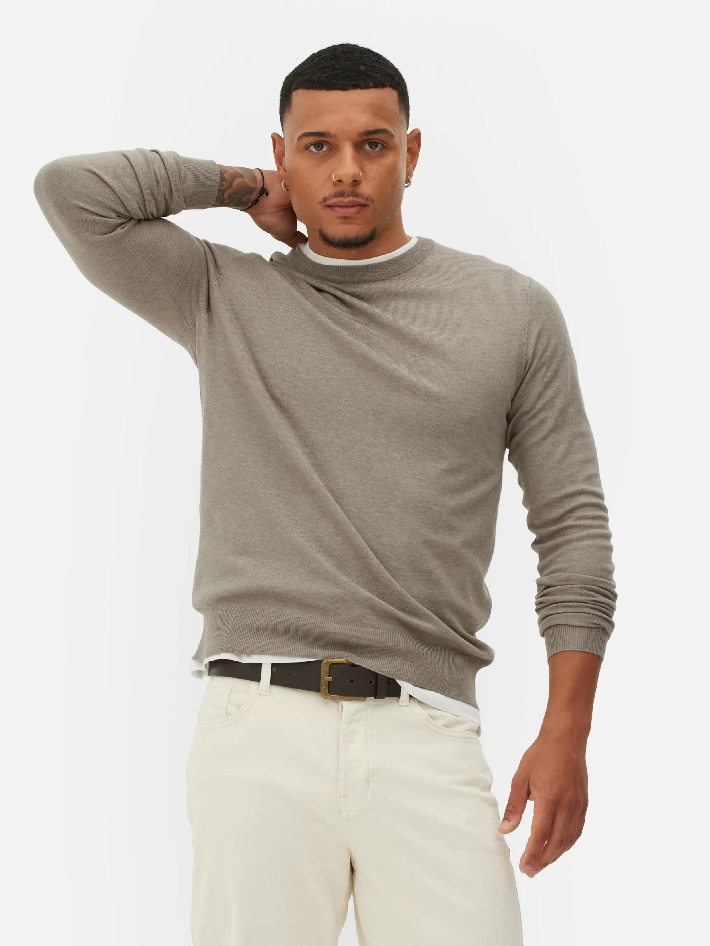 Online Crew Neck Fine Knit Sweater Sweaters And Cardigans