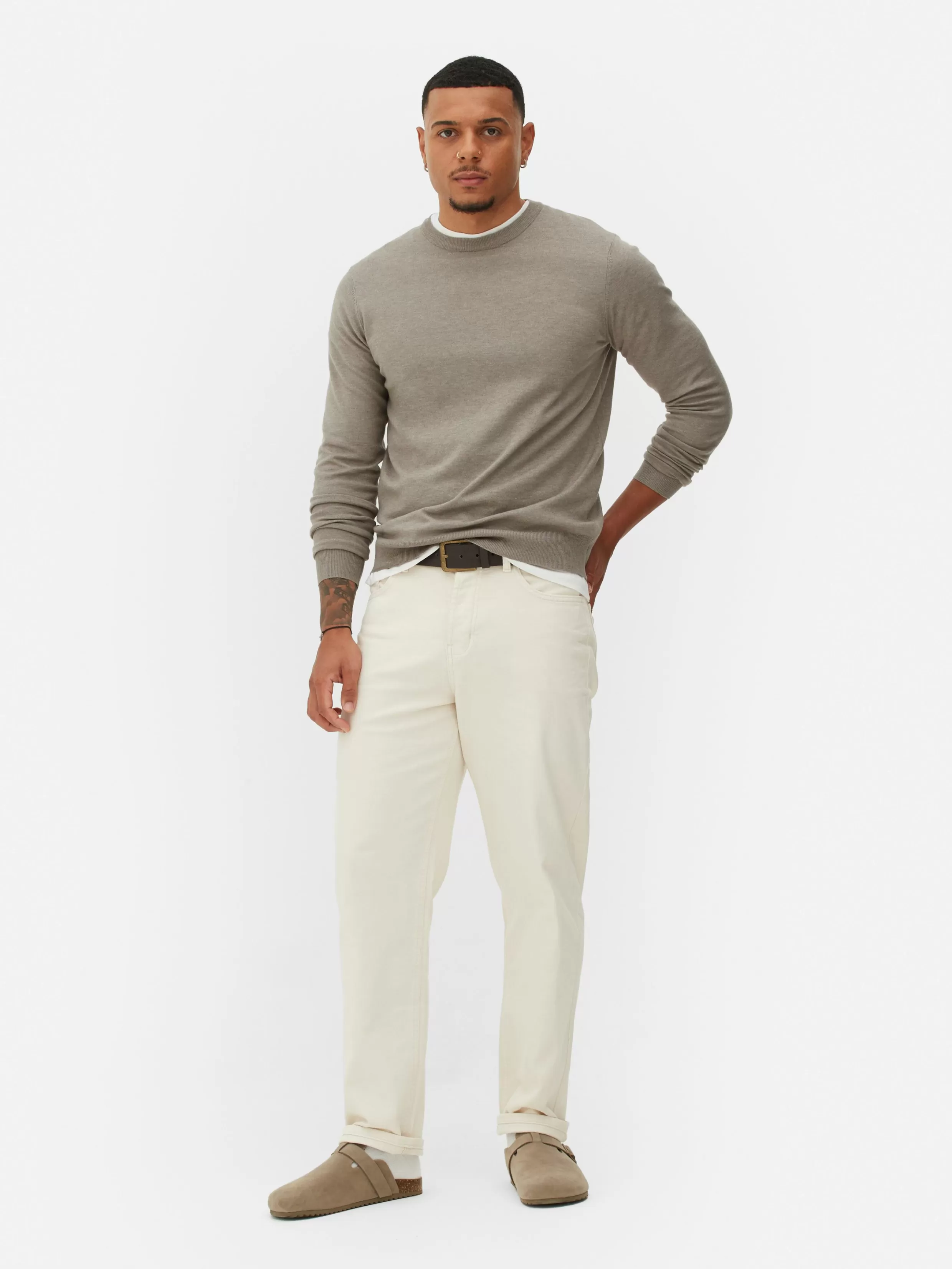 Online Crew Neck Fine Knit Sweater Sweaters And Cardigans