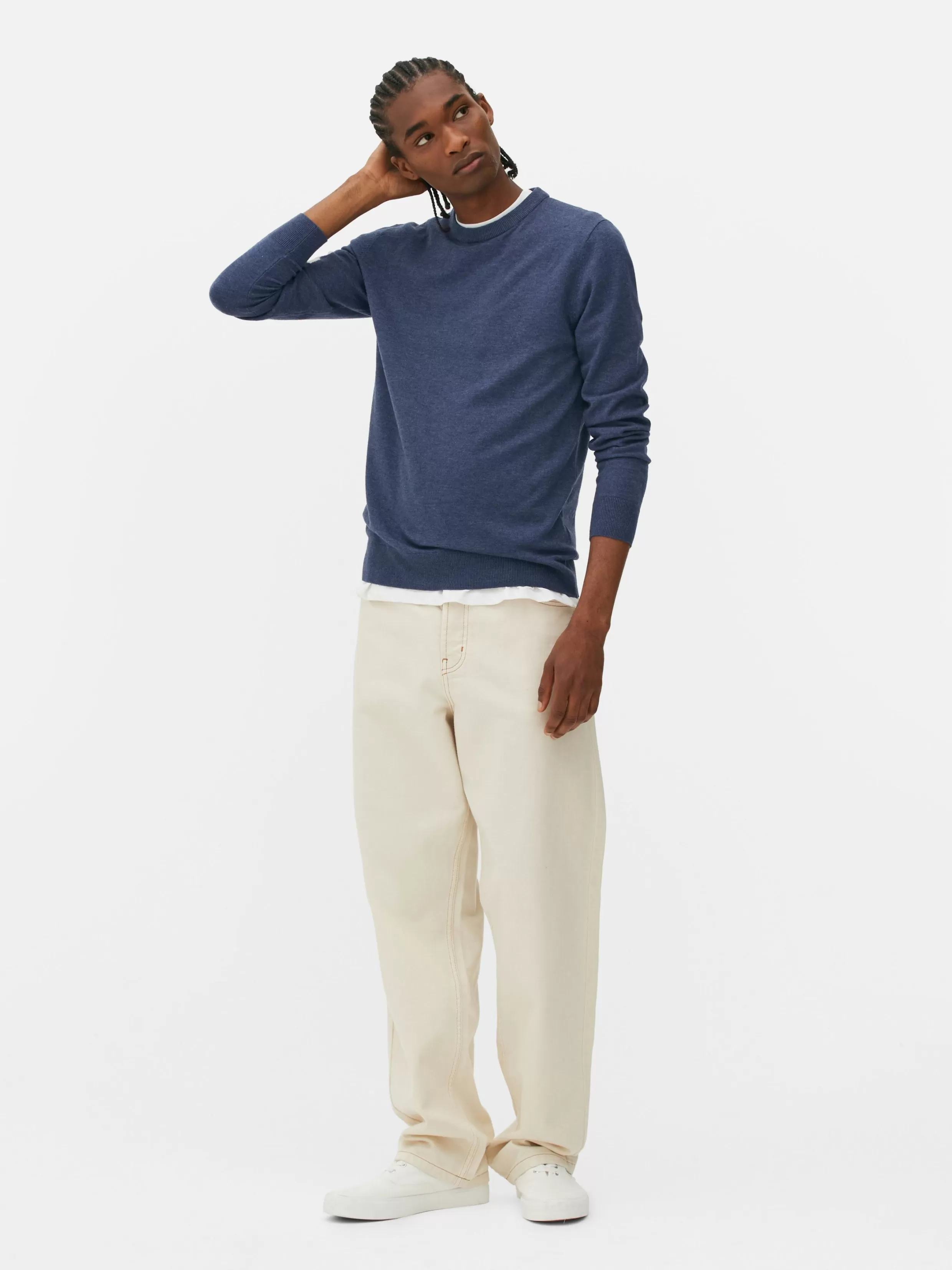 Shop Crew Neck Fine Knit Sweater Sweaters And Cardigans