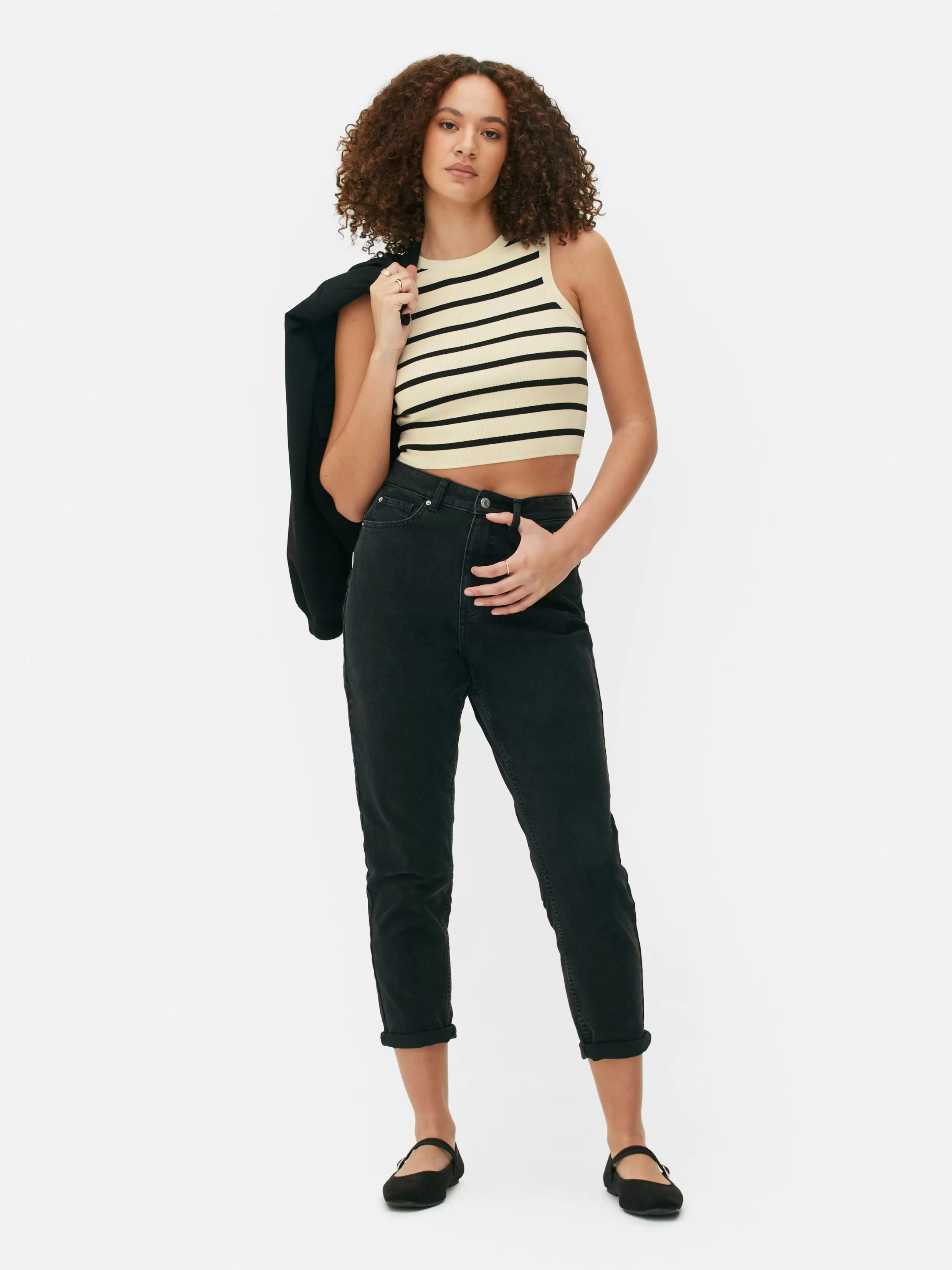 Shop Crew Neck Ribbed Cropped Tank Women Tops And T-Shirts