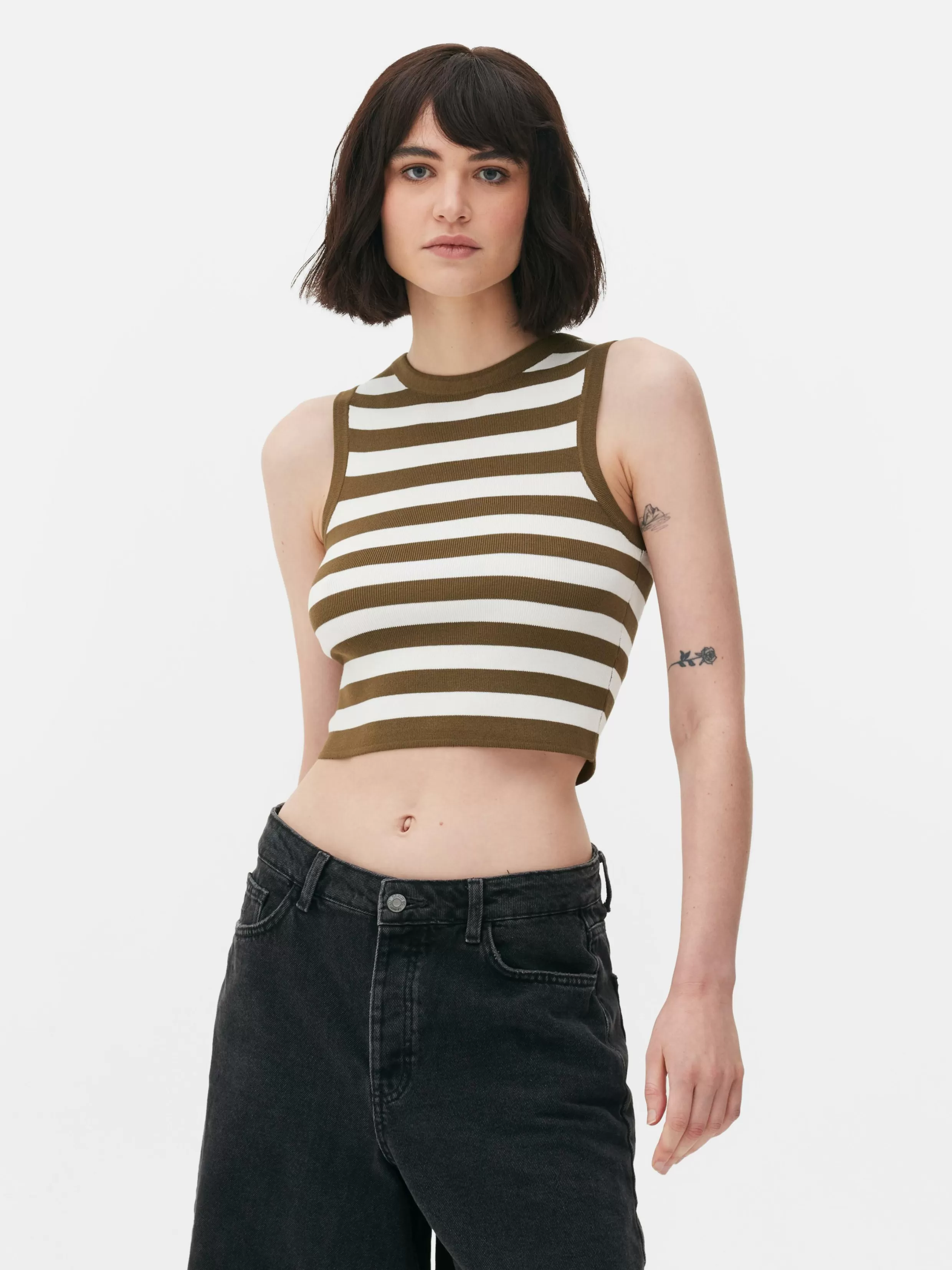 Fashion Crew Neck Ribbed Cropped Tank Women Tops And T-Shirts