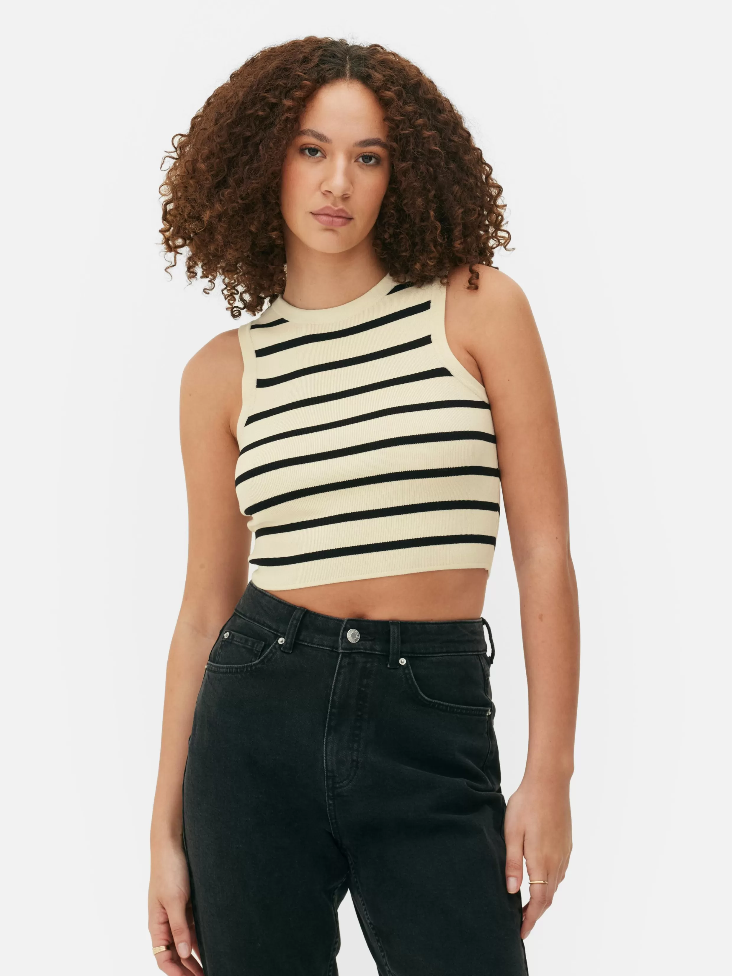 Shop Crew Neck Ribbed Cropped Tank Women Tops And T-Shirts