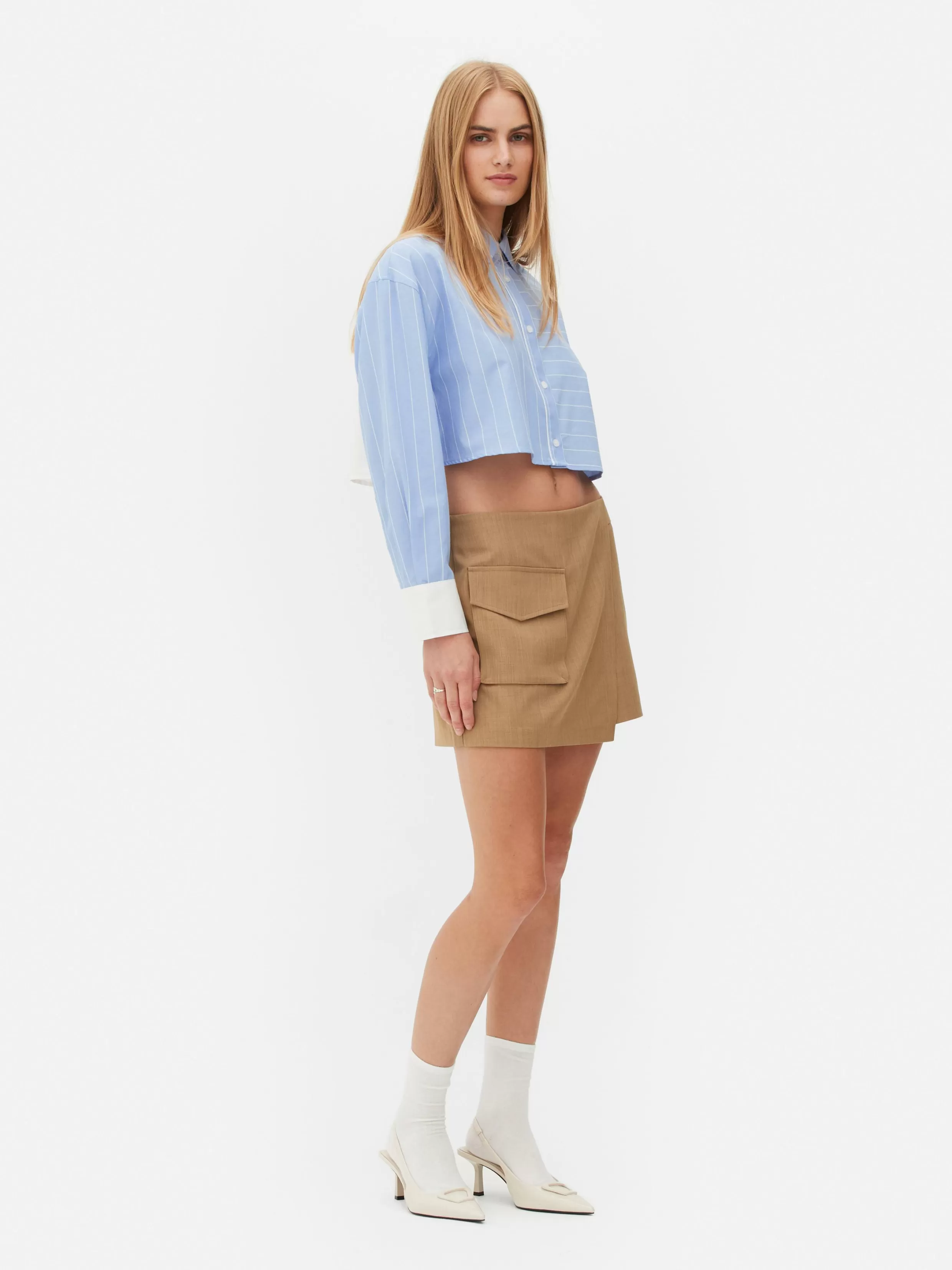 Outlet Cropped Striped Shirt Women Shirts And Blouses