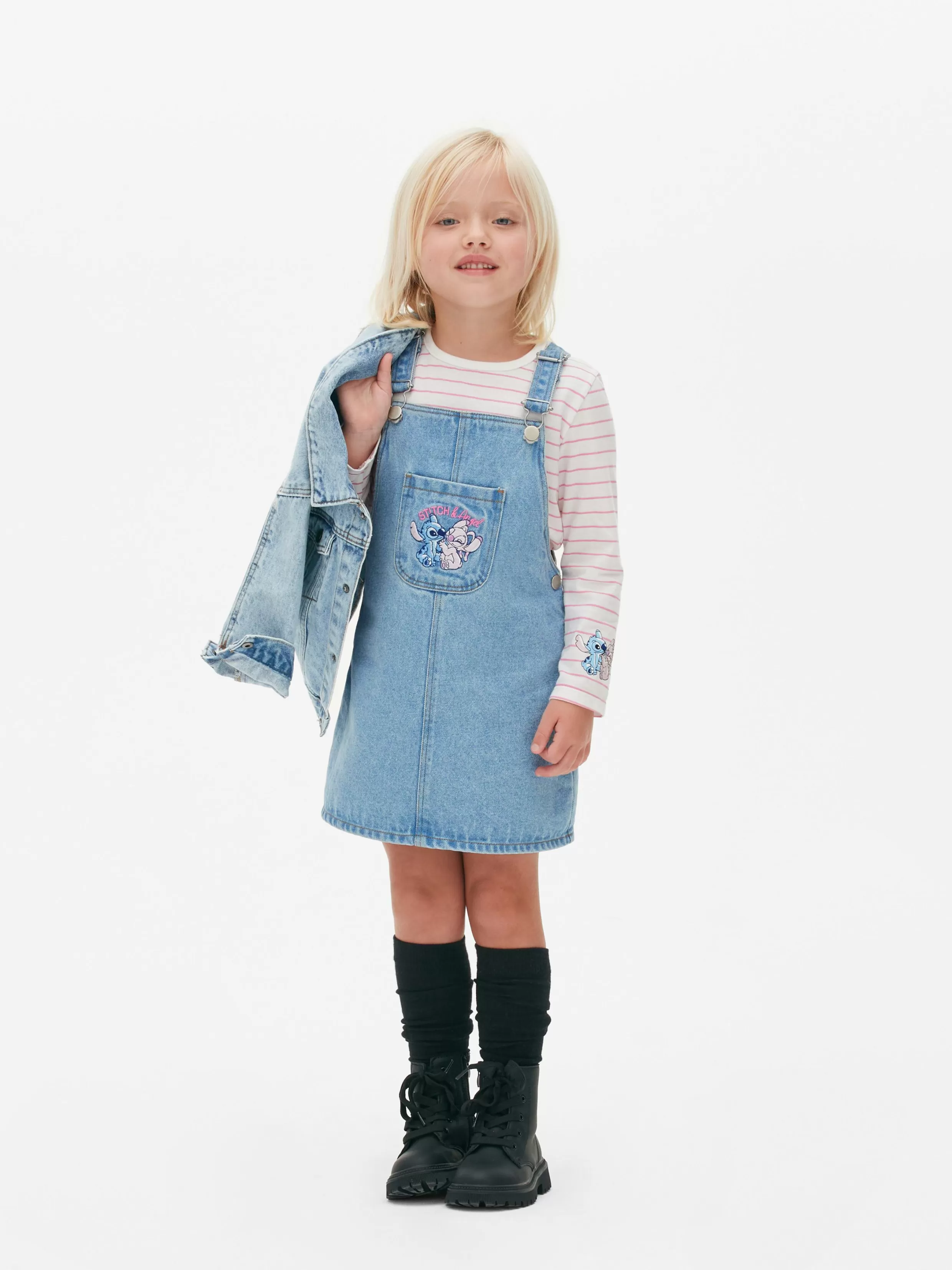 Best Sale Disney’s Lilo And Stitch Denim Overall Dress Set Kids Sets And Outfits