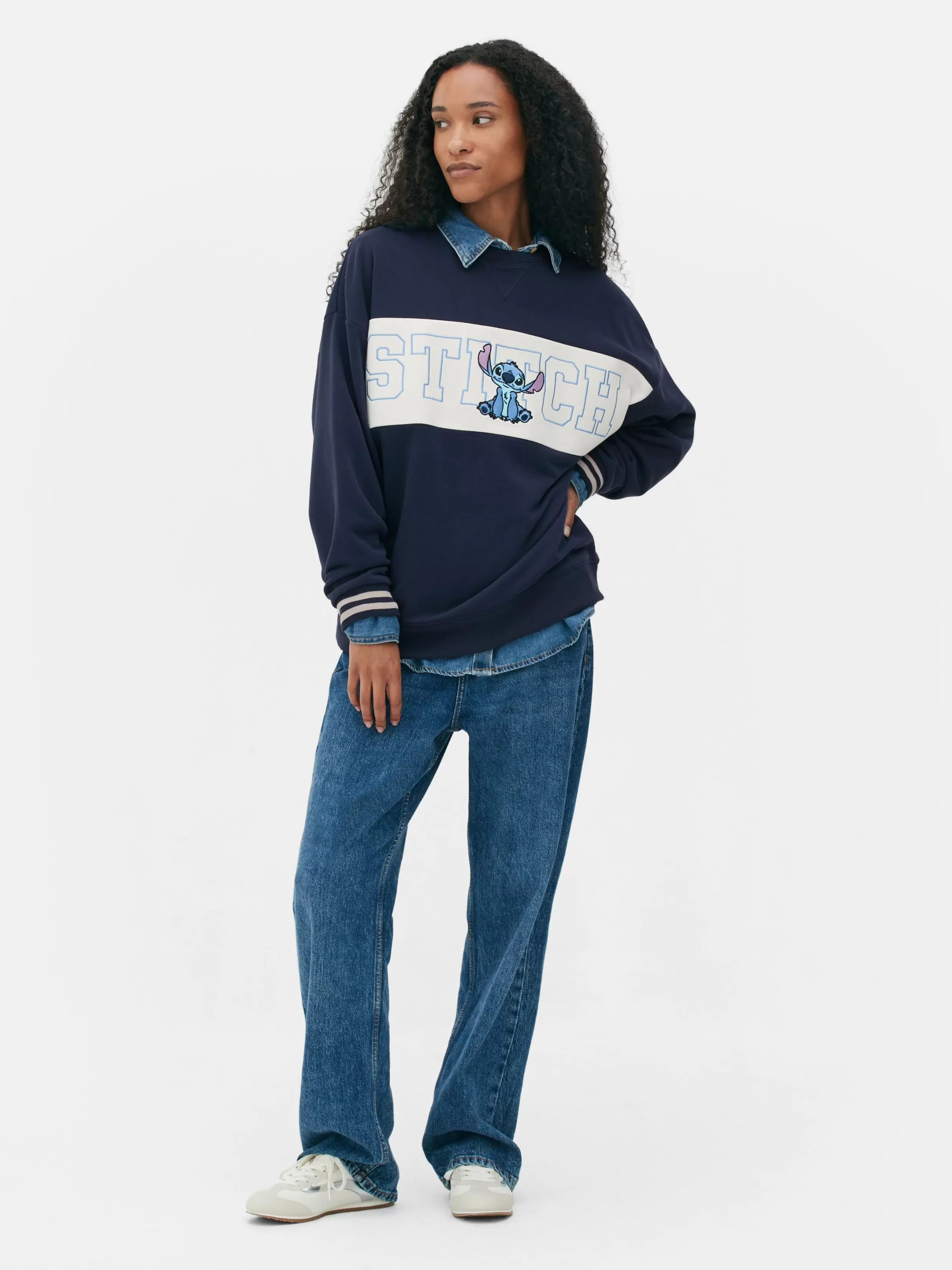 Best Disney’s Stitch Contrast Text Sweatshirt Women Hoodies And Sweatshirts