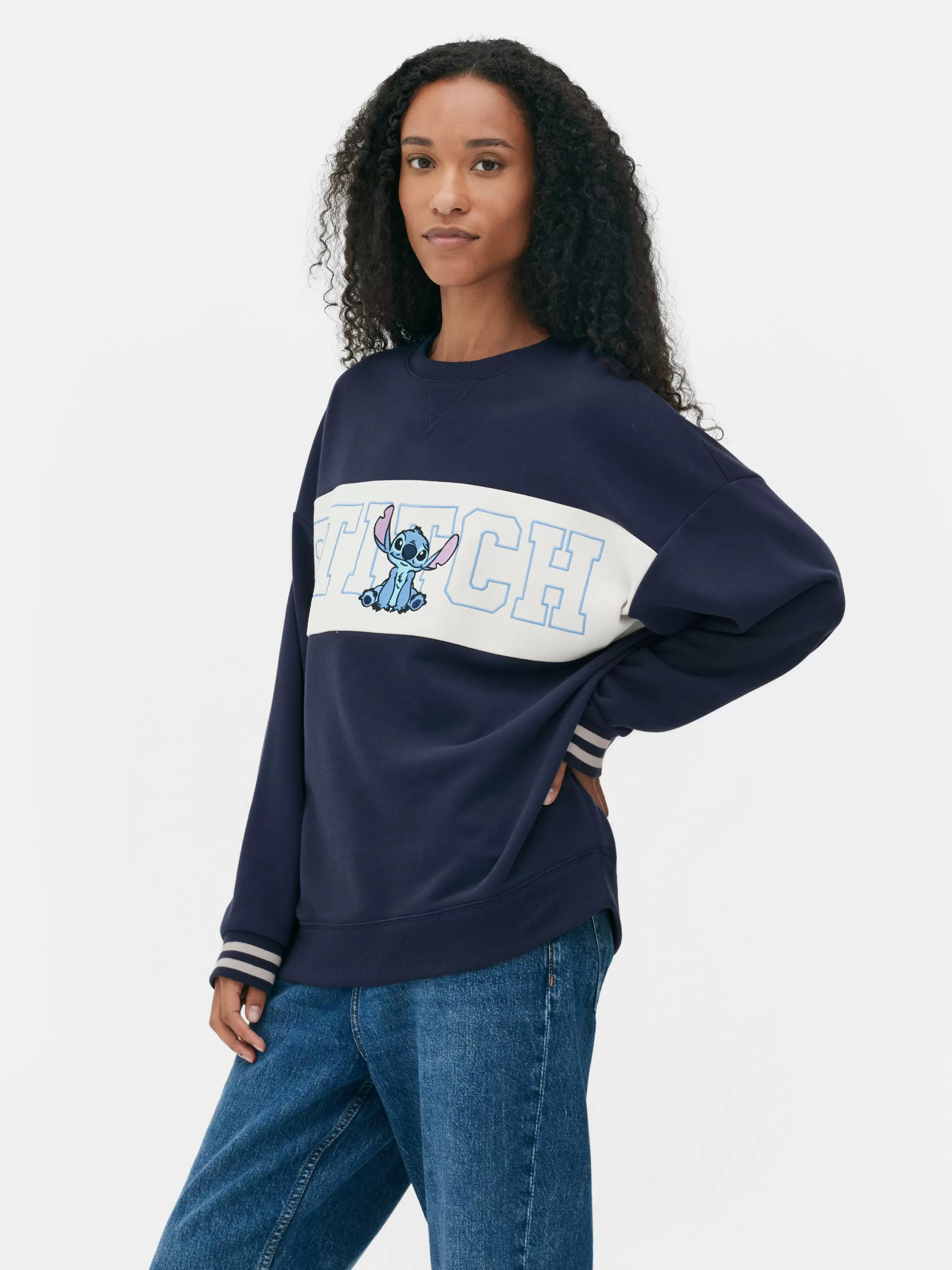 Best Disney’s Stitch Contrast Text Sweatshirt Women Hoodies And Sweatshirts