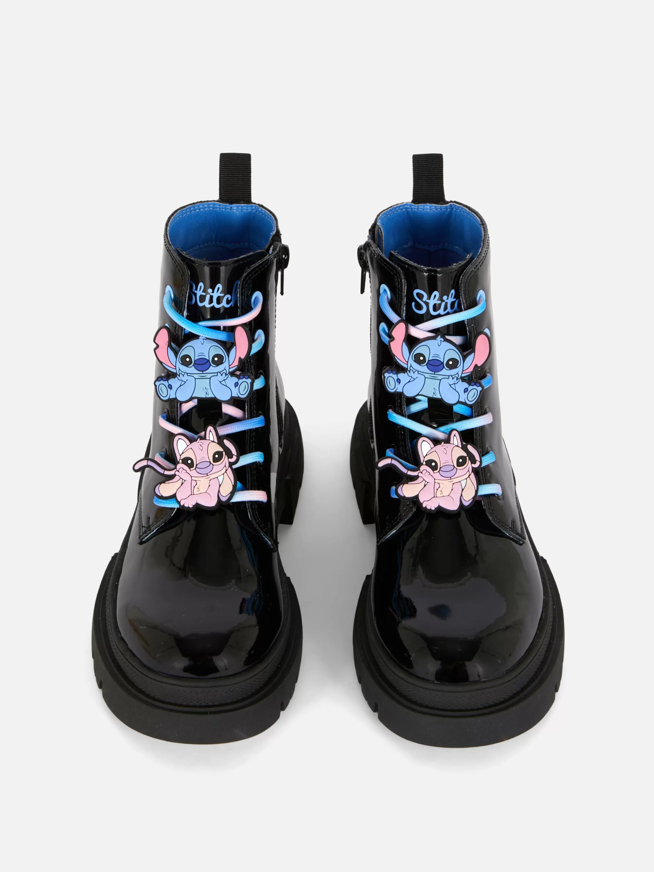 Shop Disney’s Stitch Patent Lace-Up Boots Kids Boots And Rain Boots