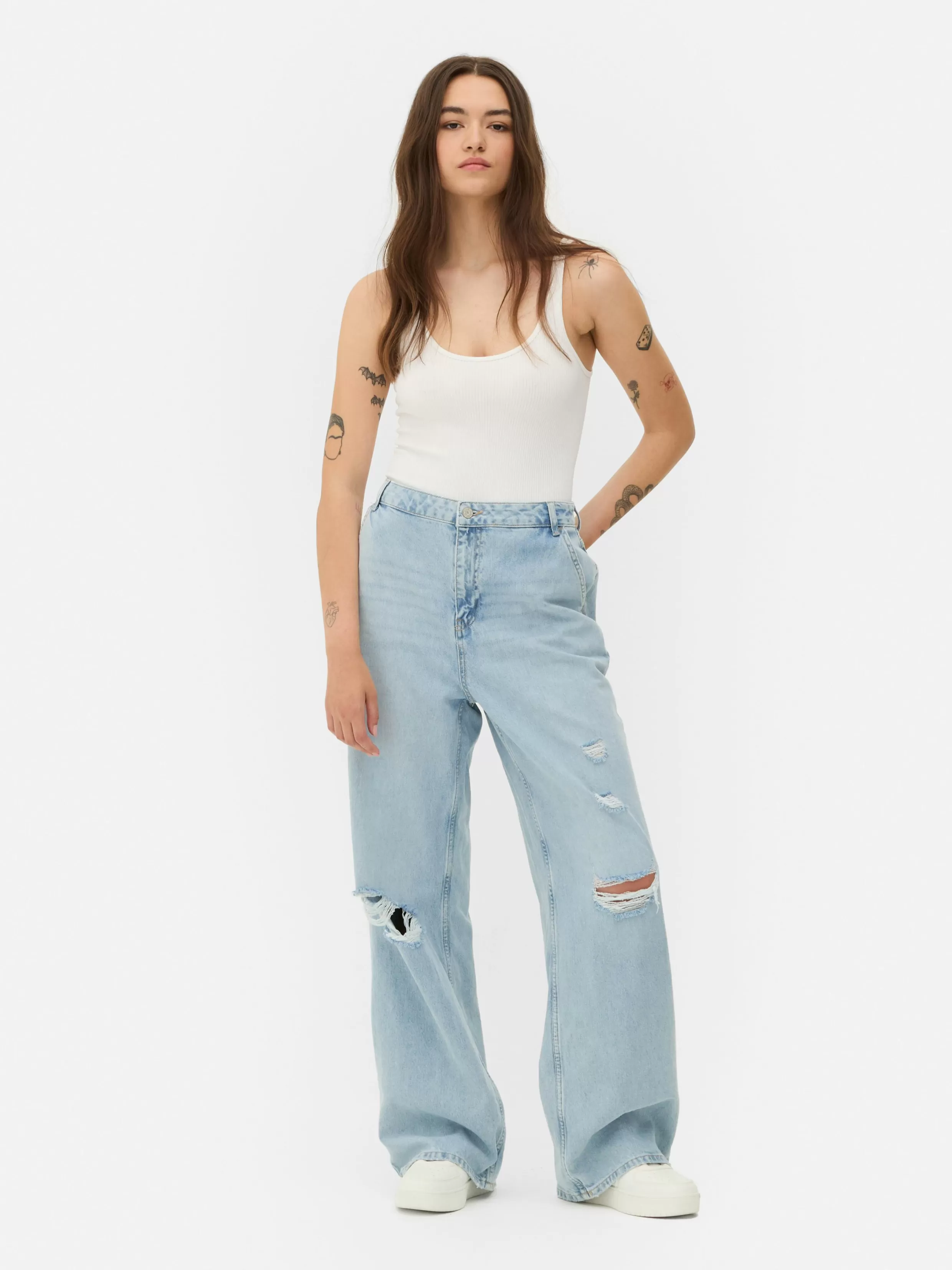 Flash Sale Distressed Wide Leg Jeans Women Jeans