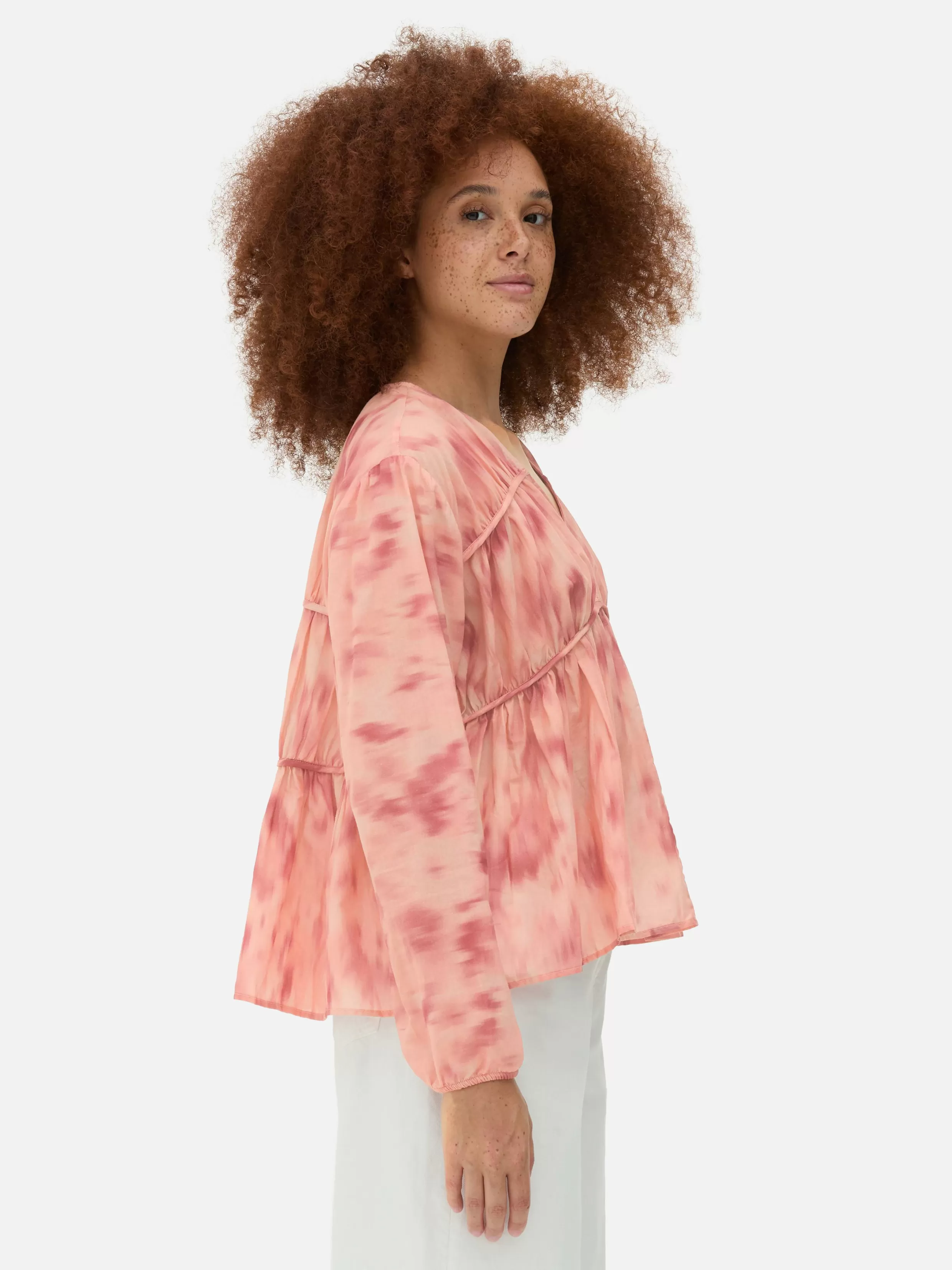 Hot Draped Voile Smock Blouse Women Shirts And Blouses