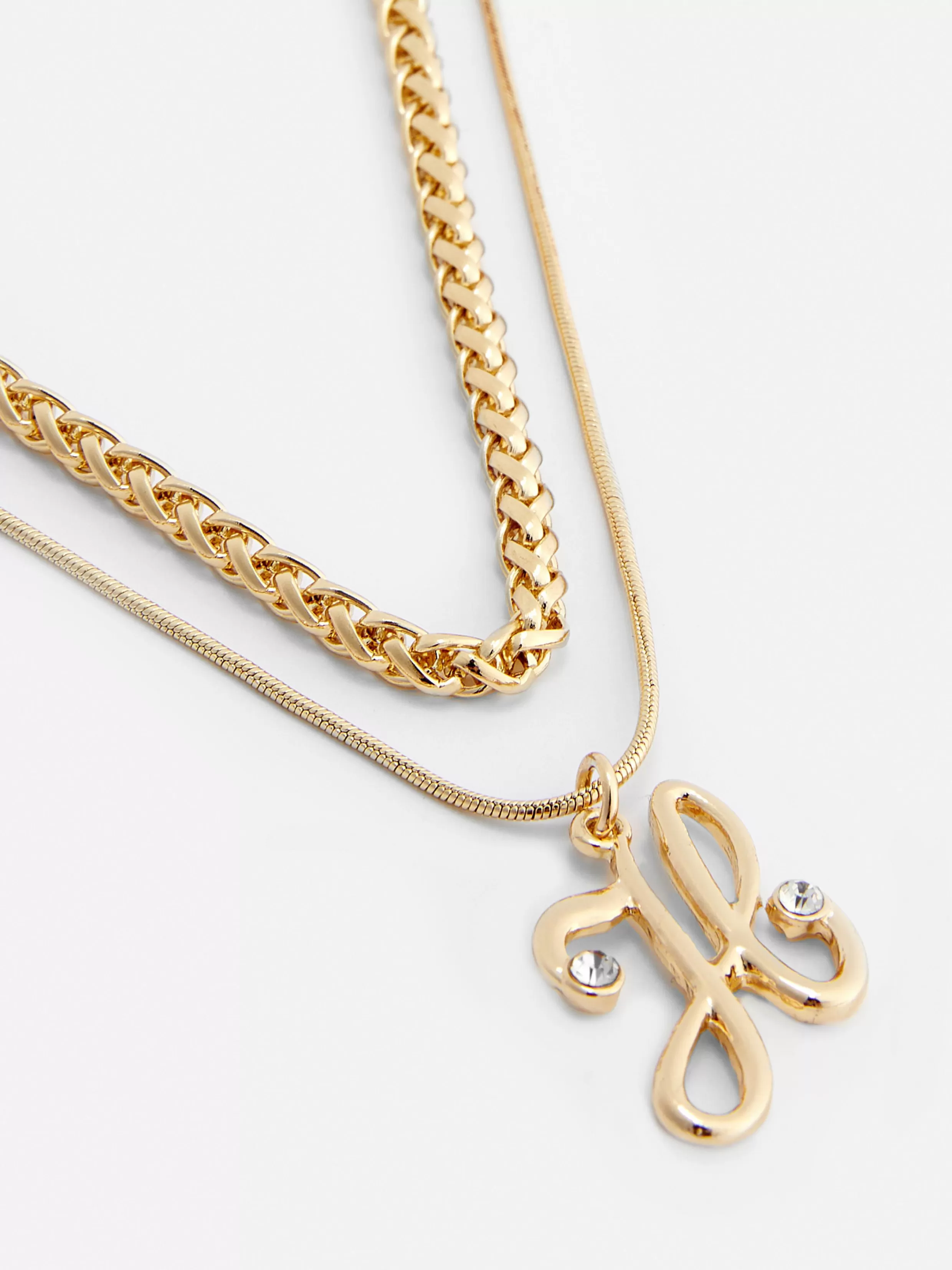 New Dual Chain Initial Pendant Necklace Women Jewelry