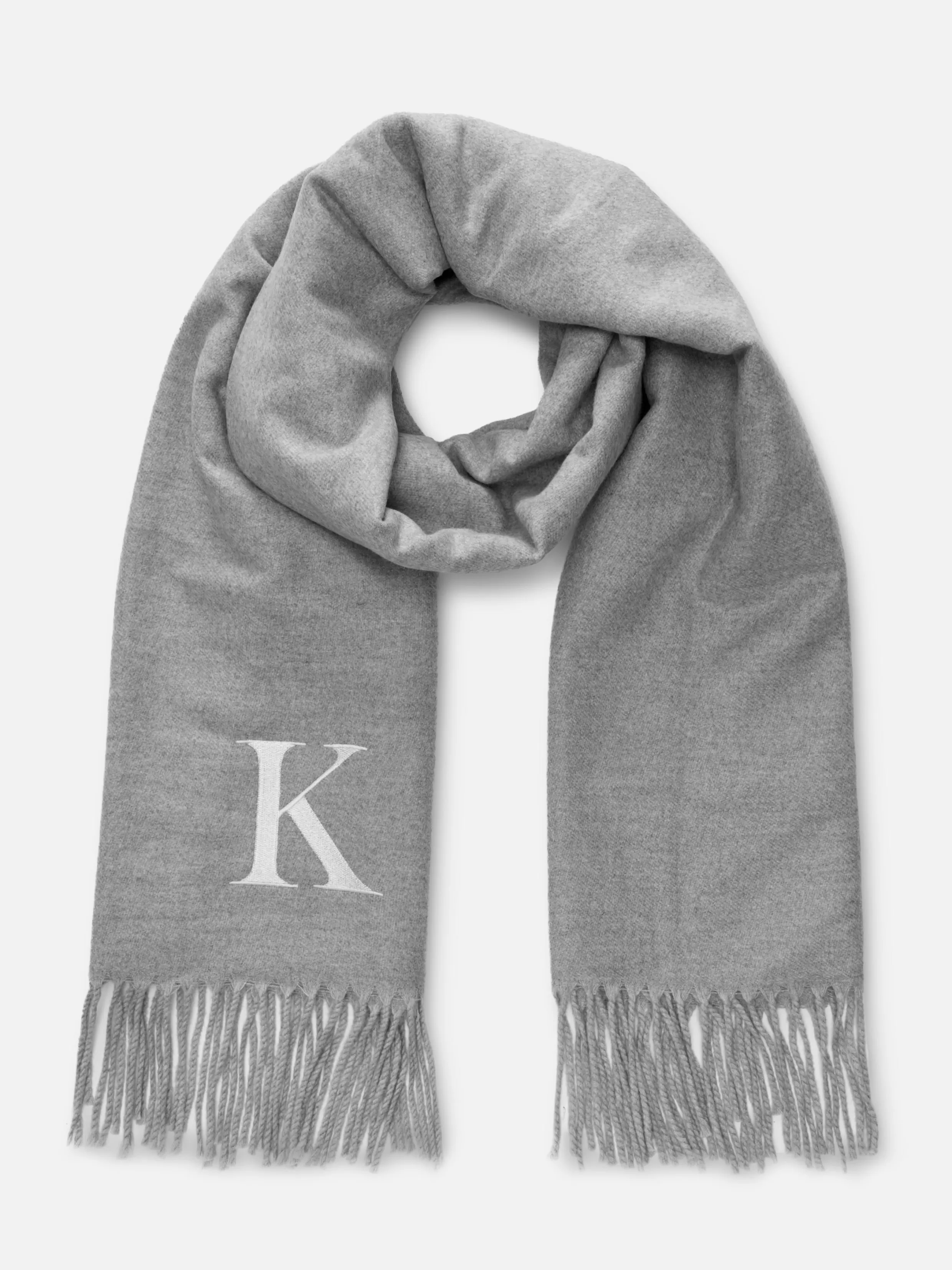 Sale Embroidered Initial Fringed Scarf Women Hats, Gloves And Scarves