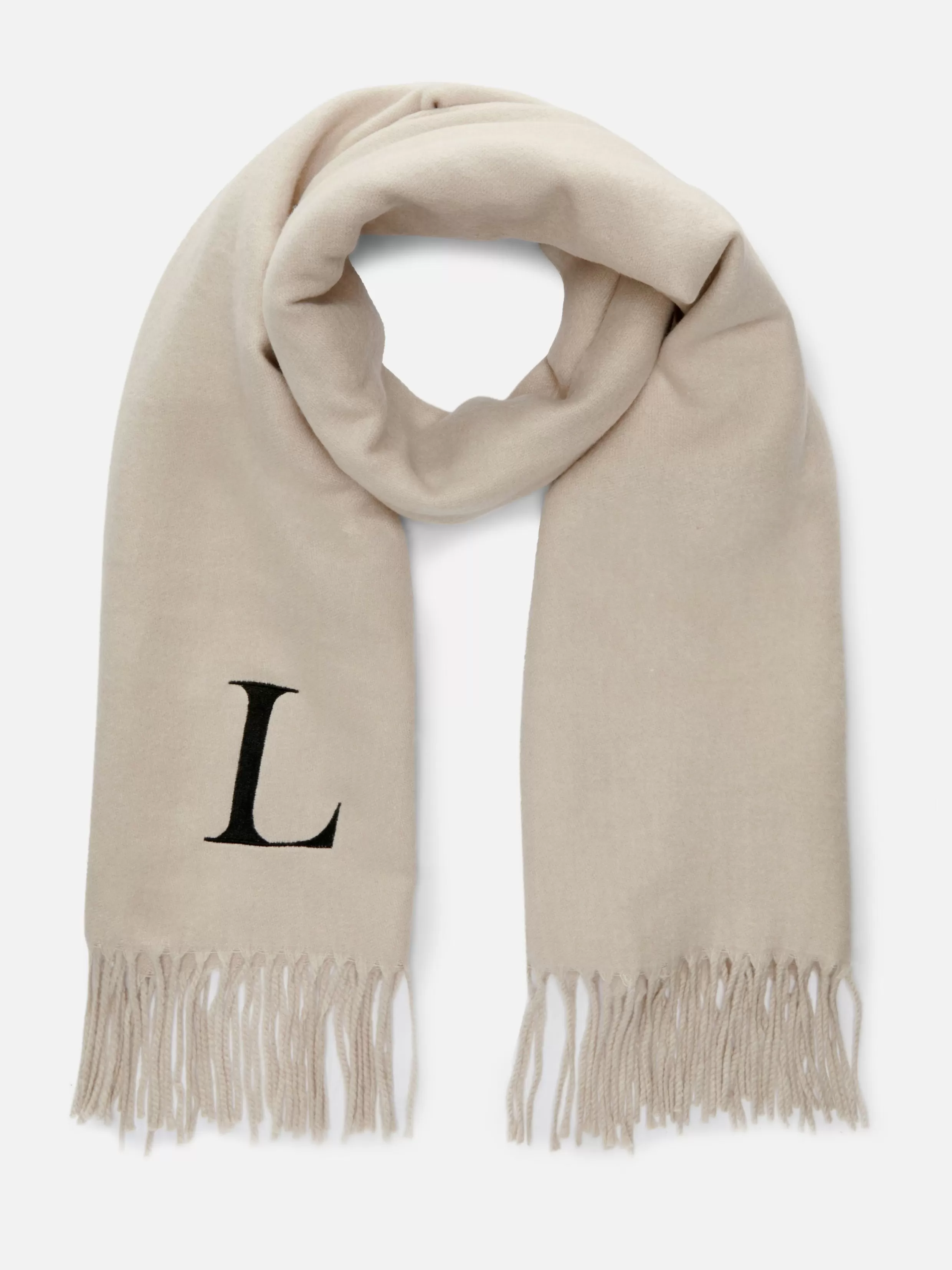 Best Sale Embroidered Initial Fringed Scarf Women Hats, Gloves And Scarves