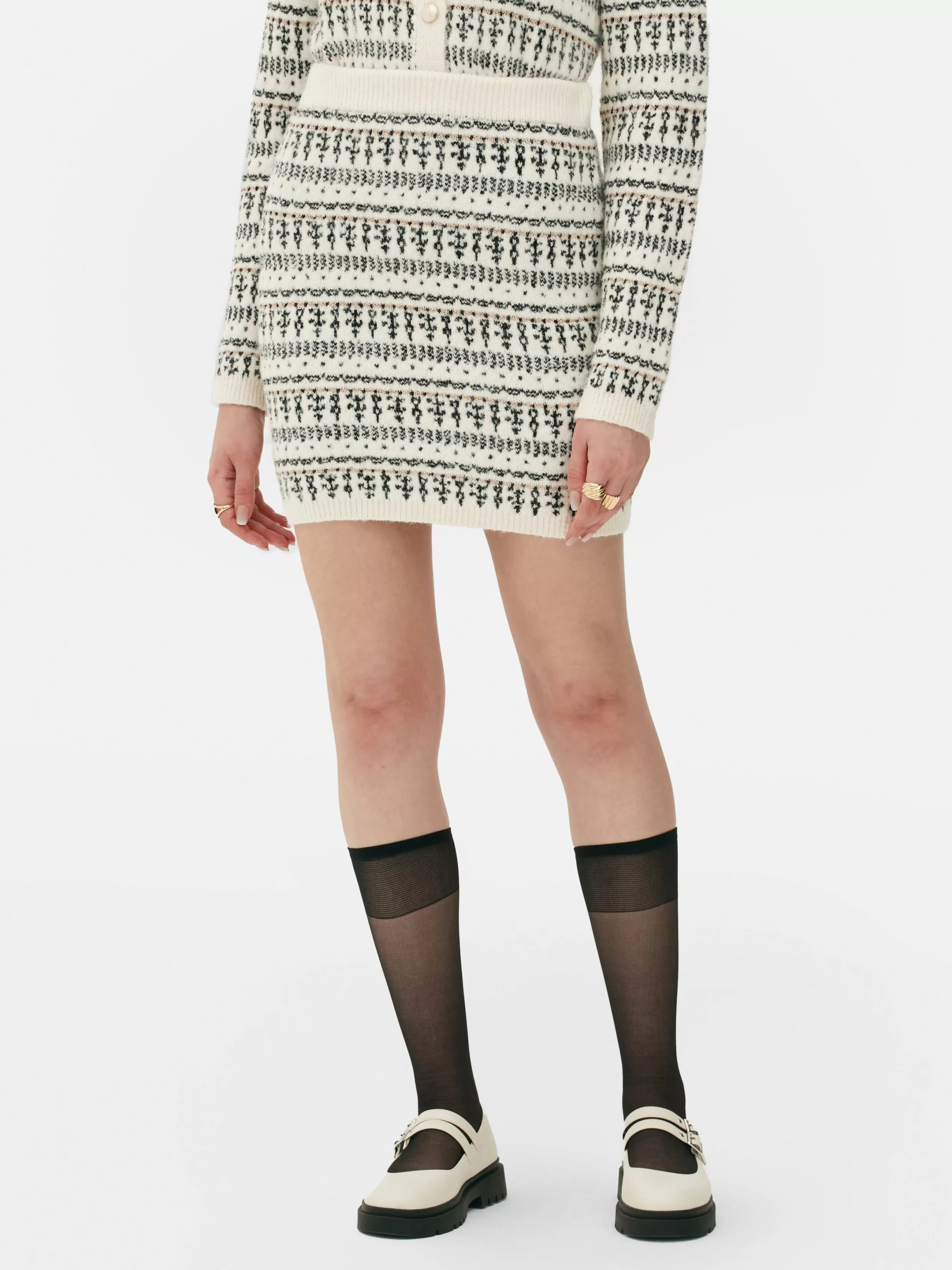 Clearance Fair Isle Knit Mini Skirt Women Skirts