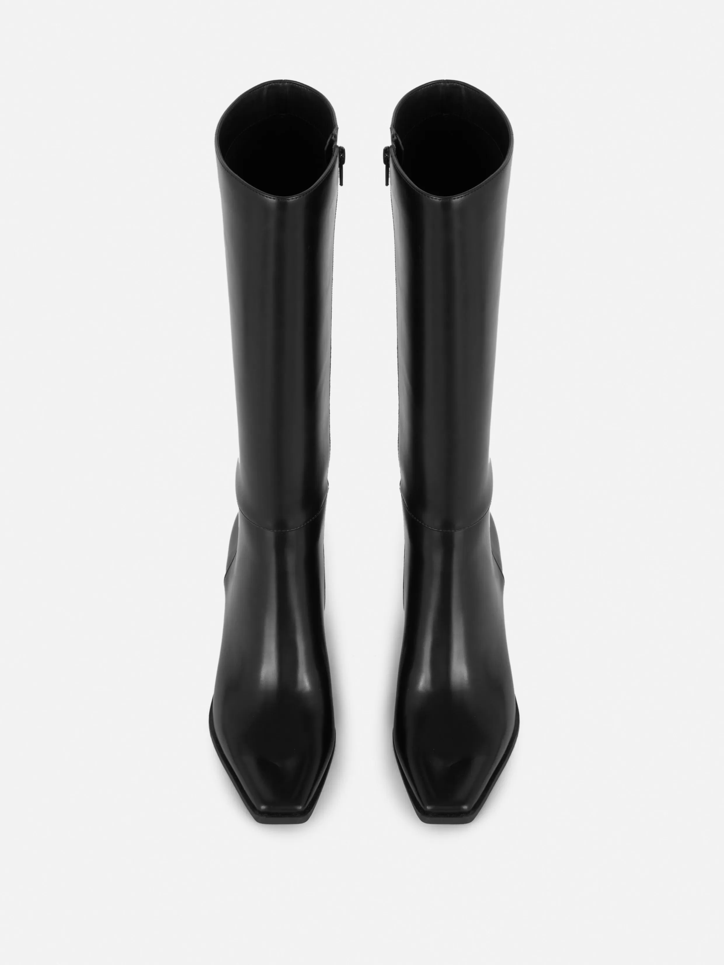 New Faux Leather Heeled Knee Boots Women Boots