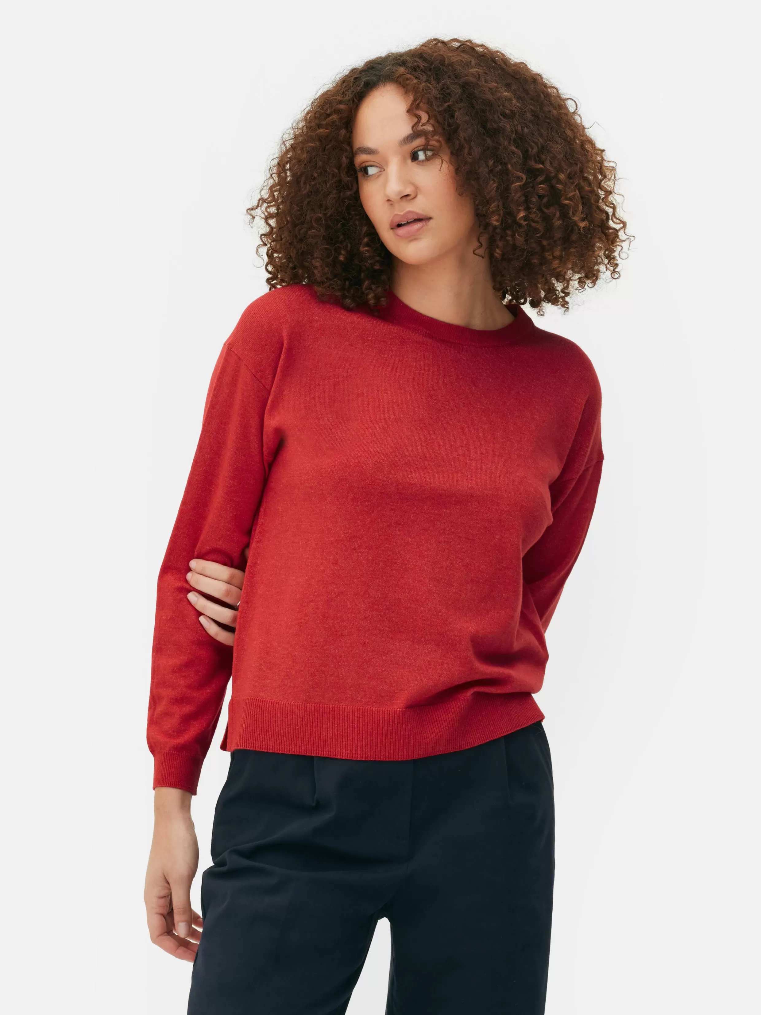 Fashion Fine Knit Crew Neck Sweater Women Sweaters And Cardigans