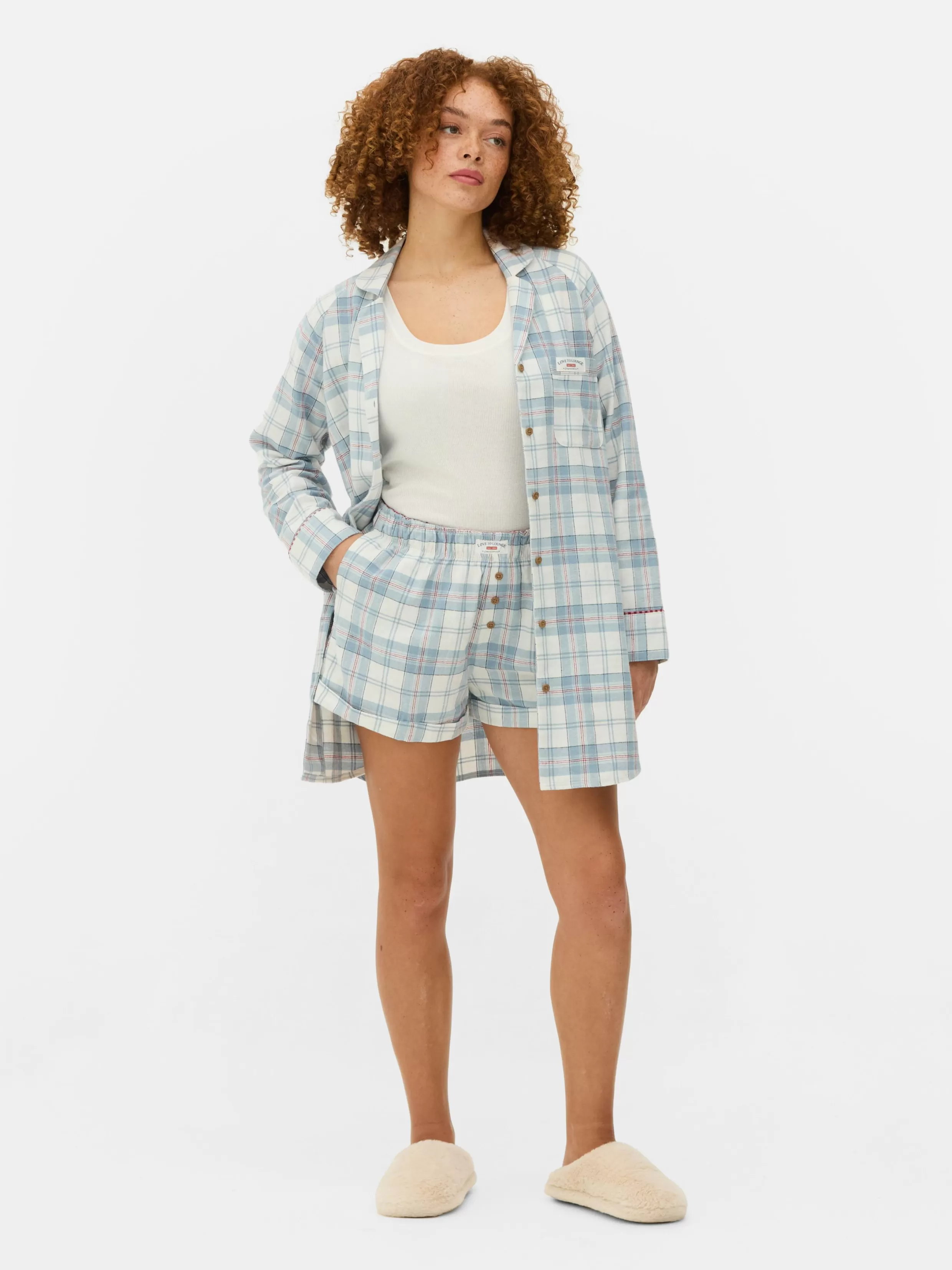 Best Flannel Check Long Nightshirt Women Sleep Tees And Nightgowns