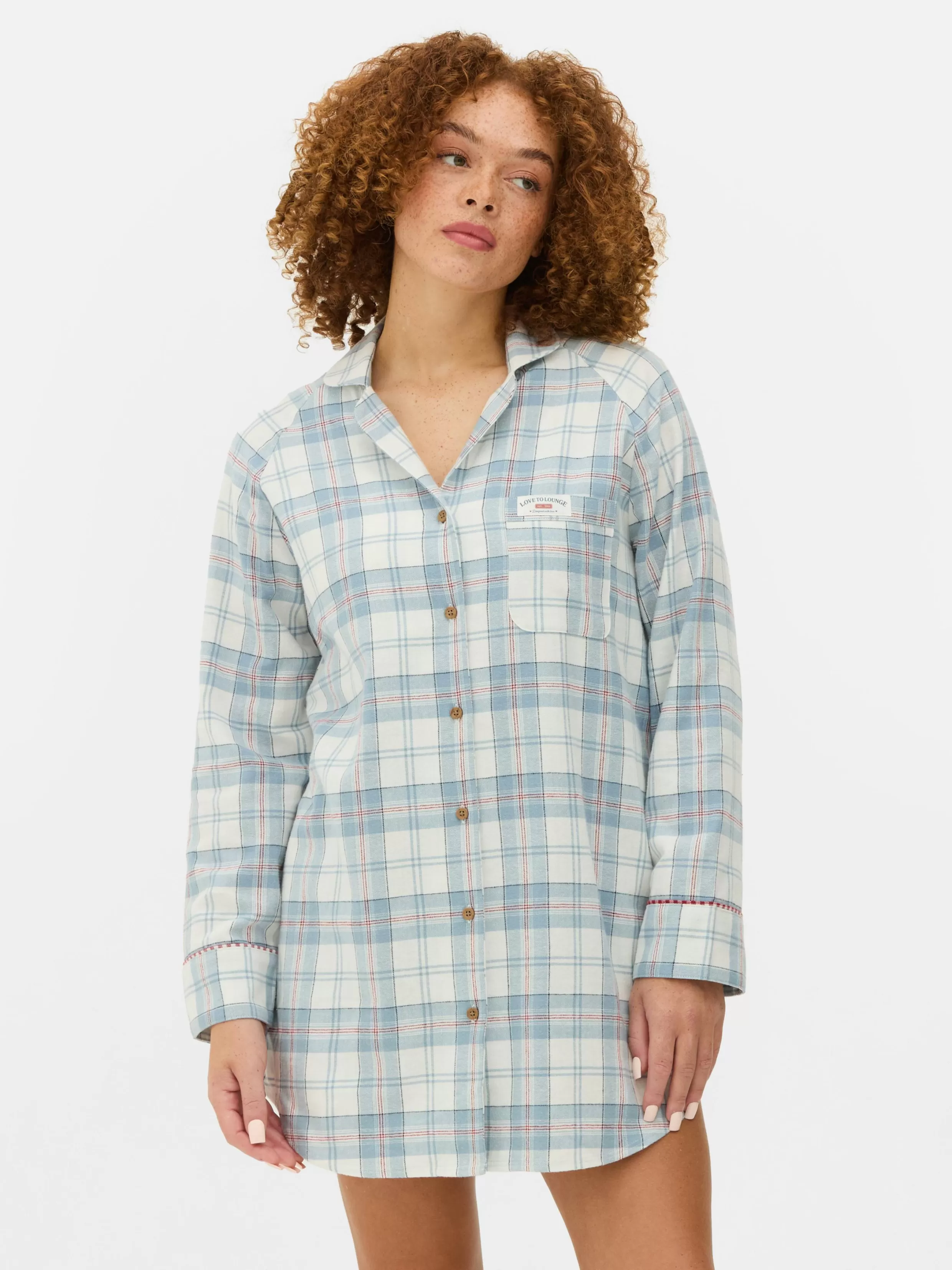 Best Flannel Check Long Nightshirt Women Sleep Tees And Nightgowns