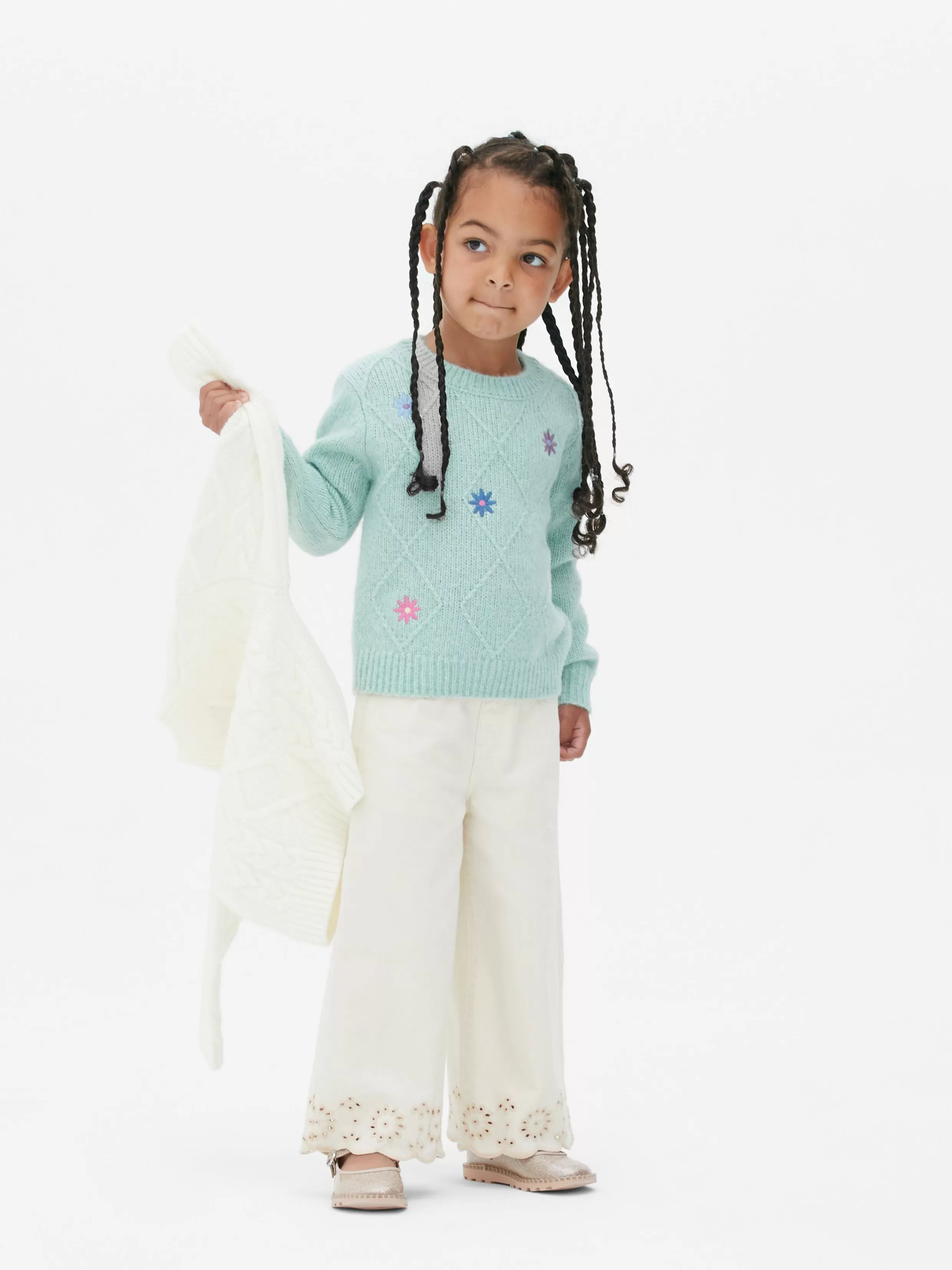 Outlet Floral Embroidered Knit Sweater Kids Sweaters And Cardigans