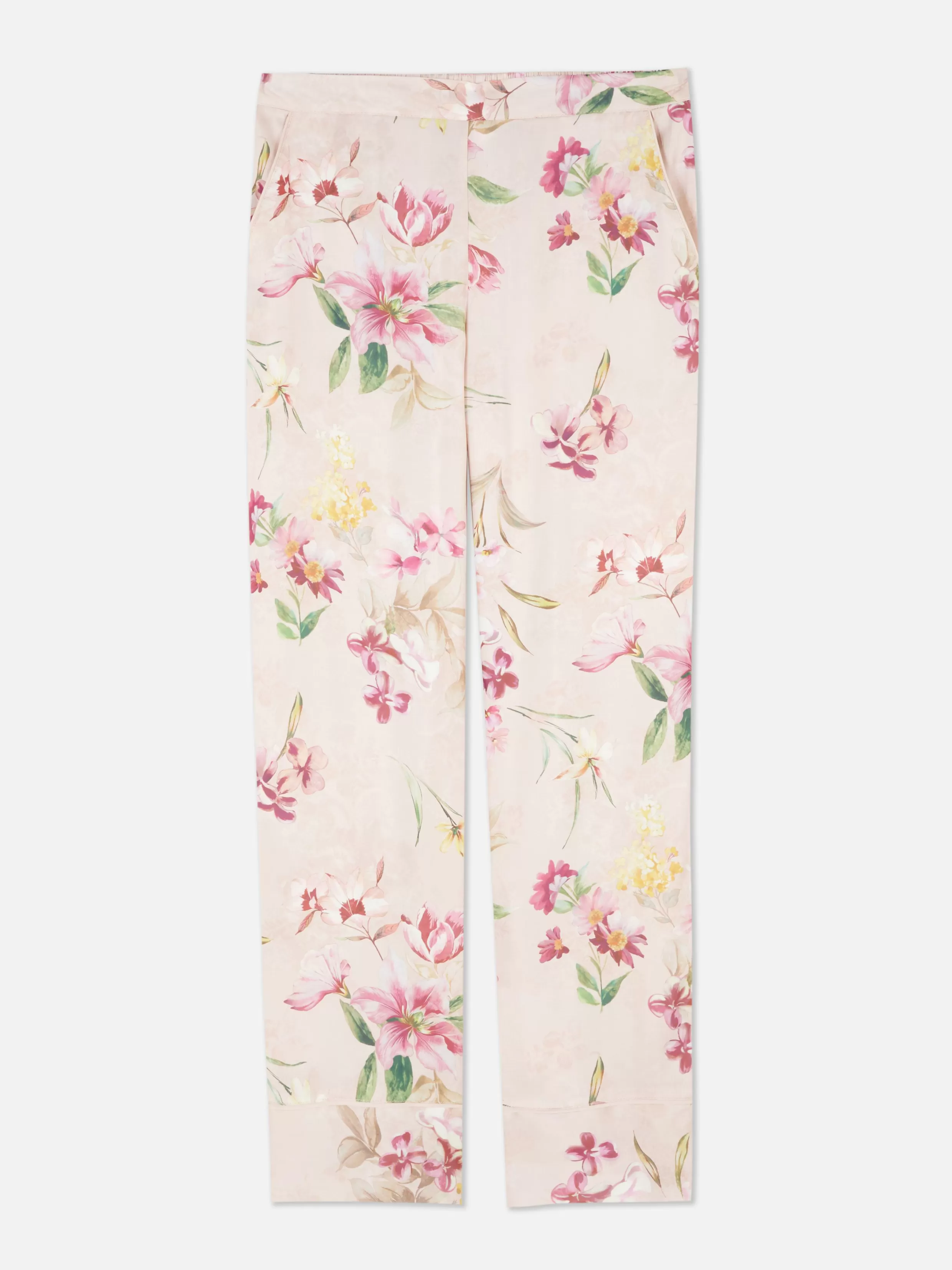 Best Sale Floral Satin Straight Pajama Bottoms Women Pajama Bottoms